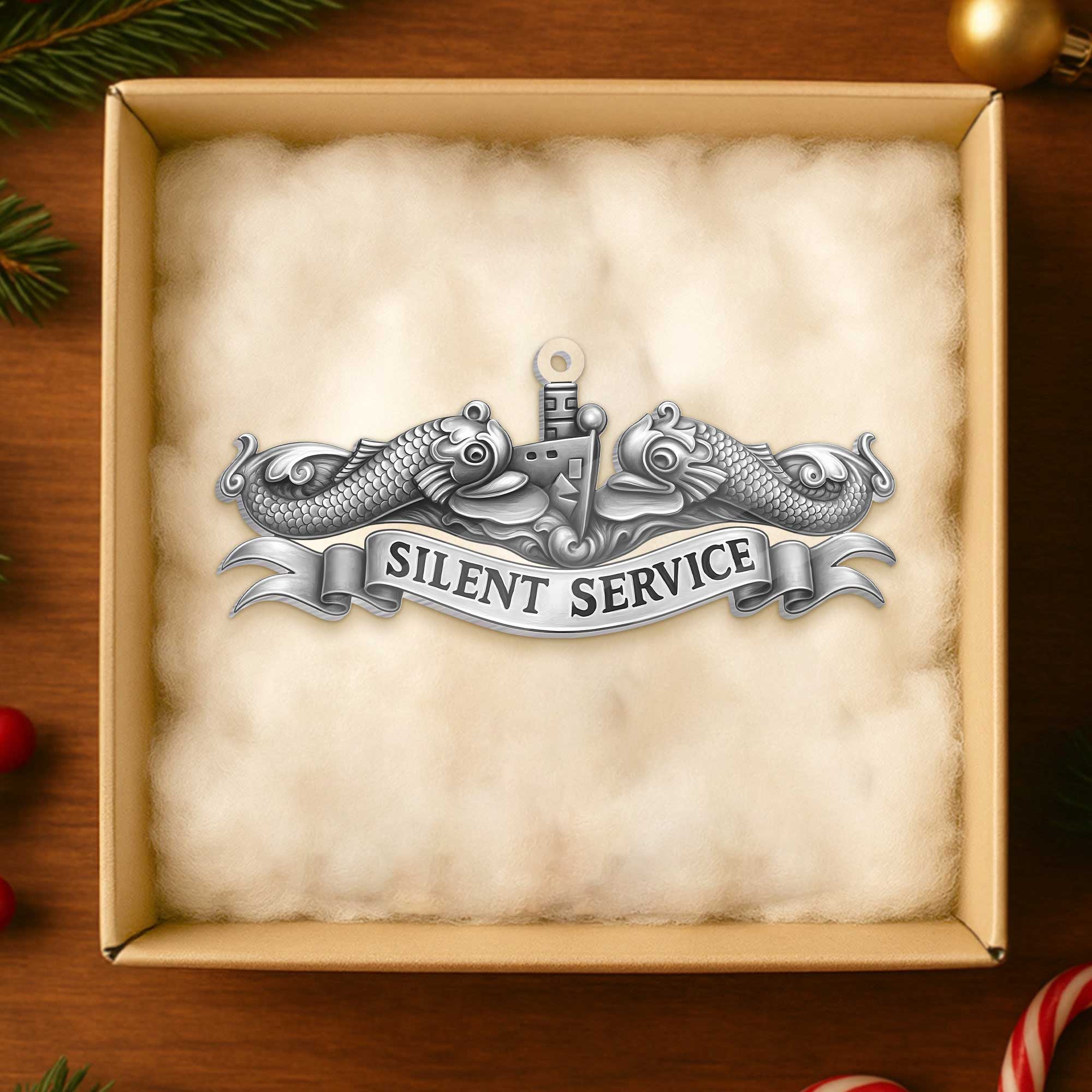 Navy Submarine Silver Dolphins Silent Service Acrylic Ornament