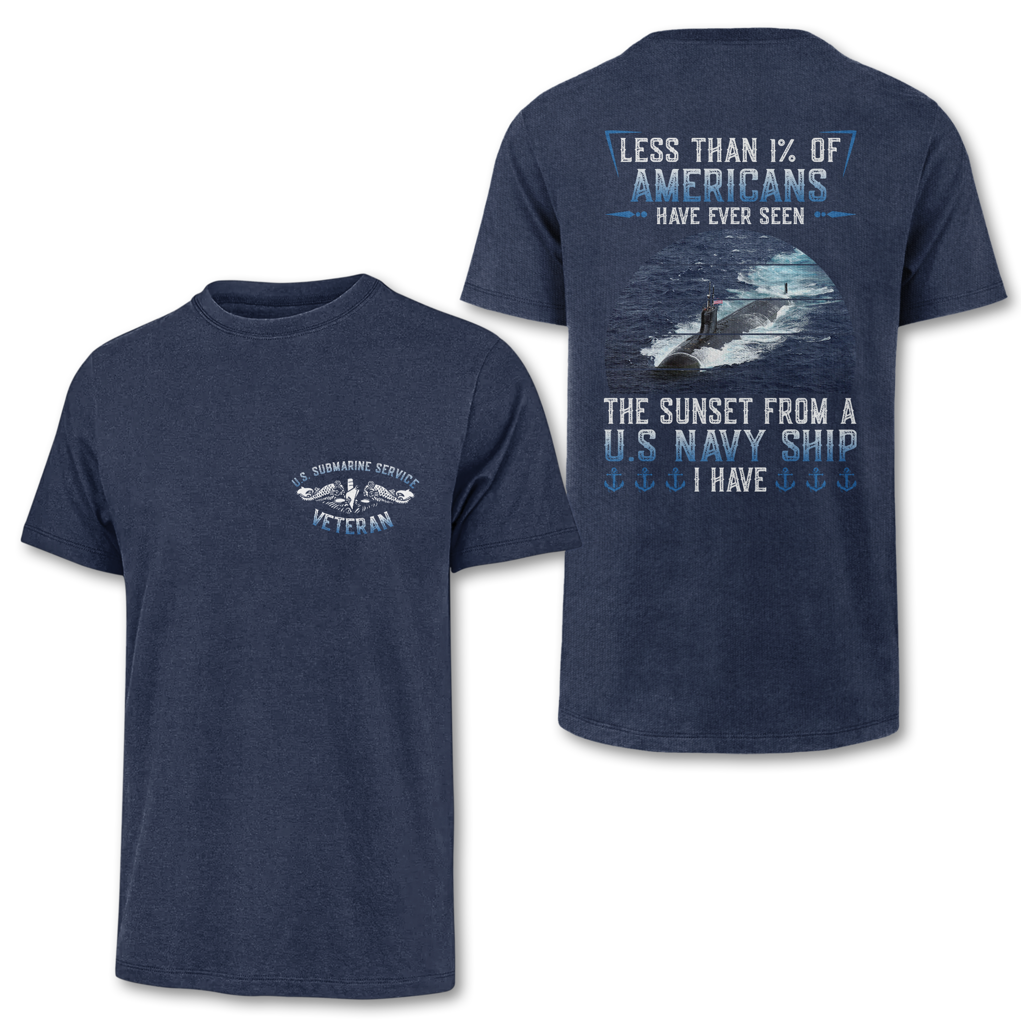 Navy Submarine Less Than 1% Navy Ship Double Side Classic T-shirt