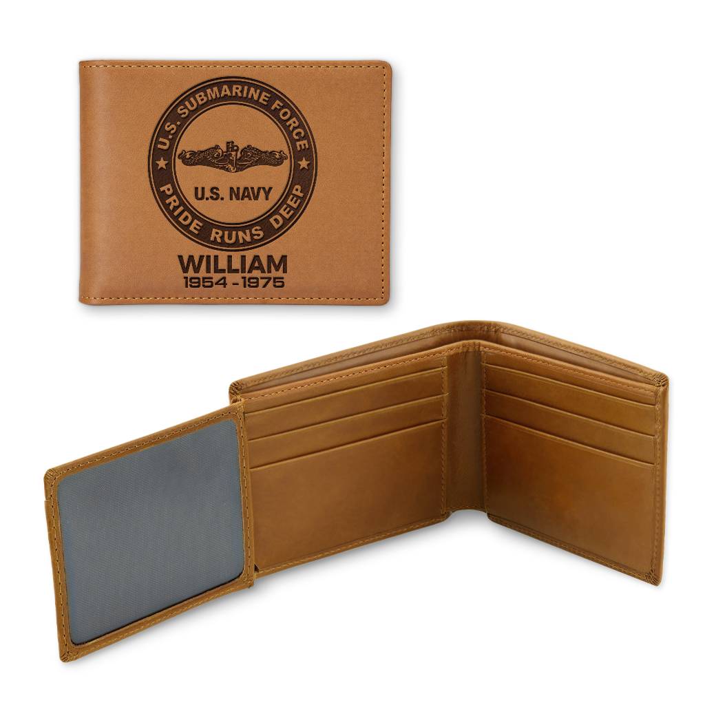 Personalizable Submarine Force Genuine Leather Wallet
