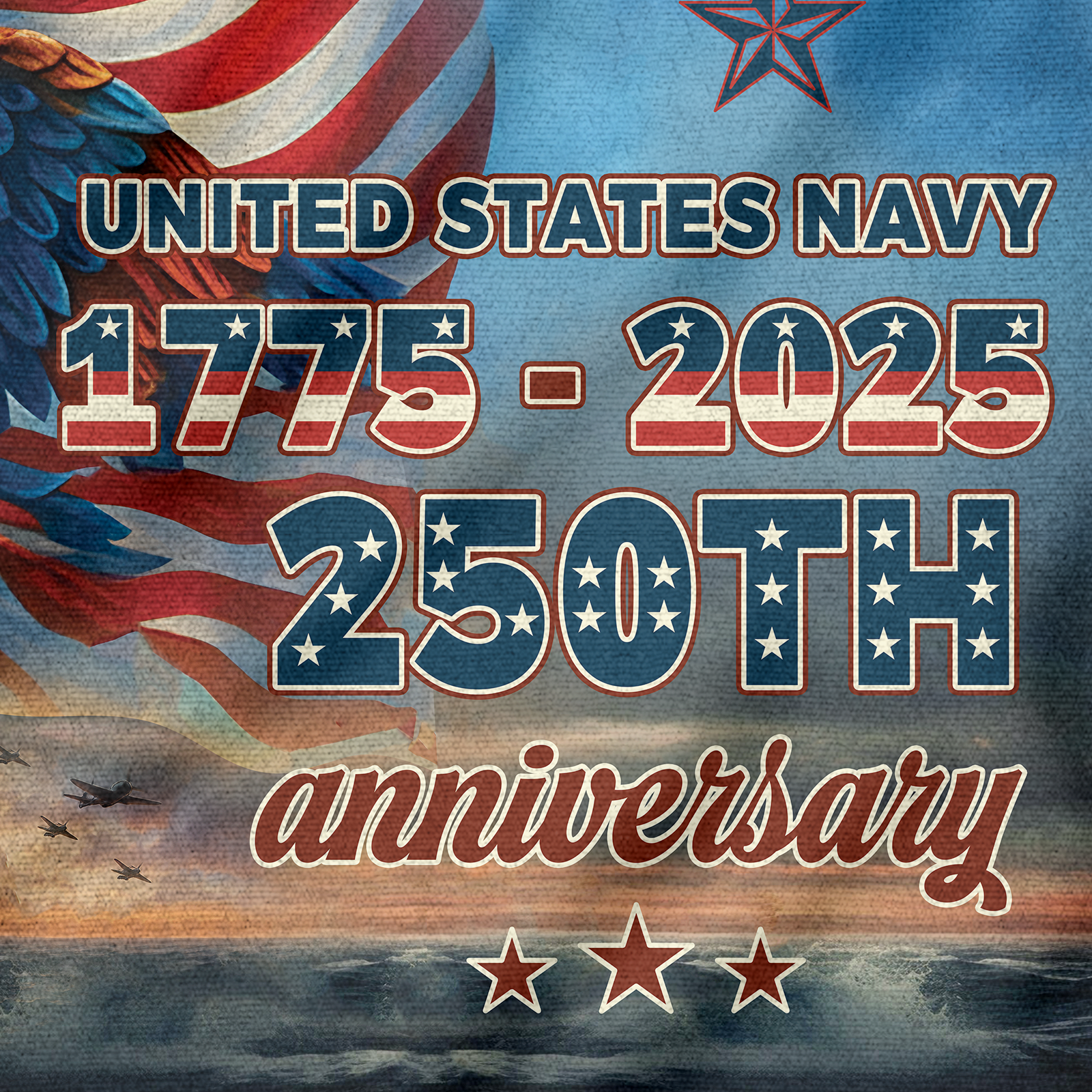 Navy 250th Anniversary House Flag