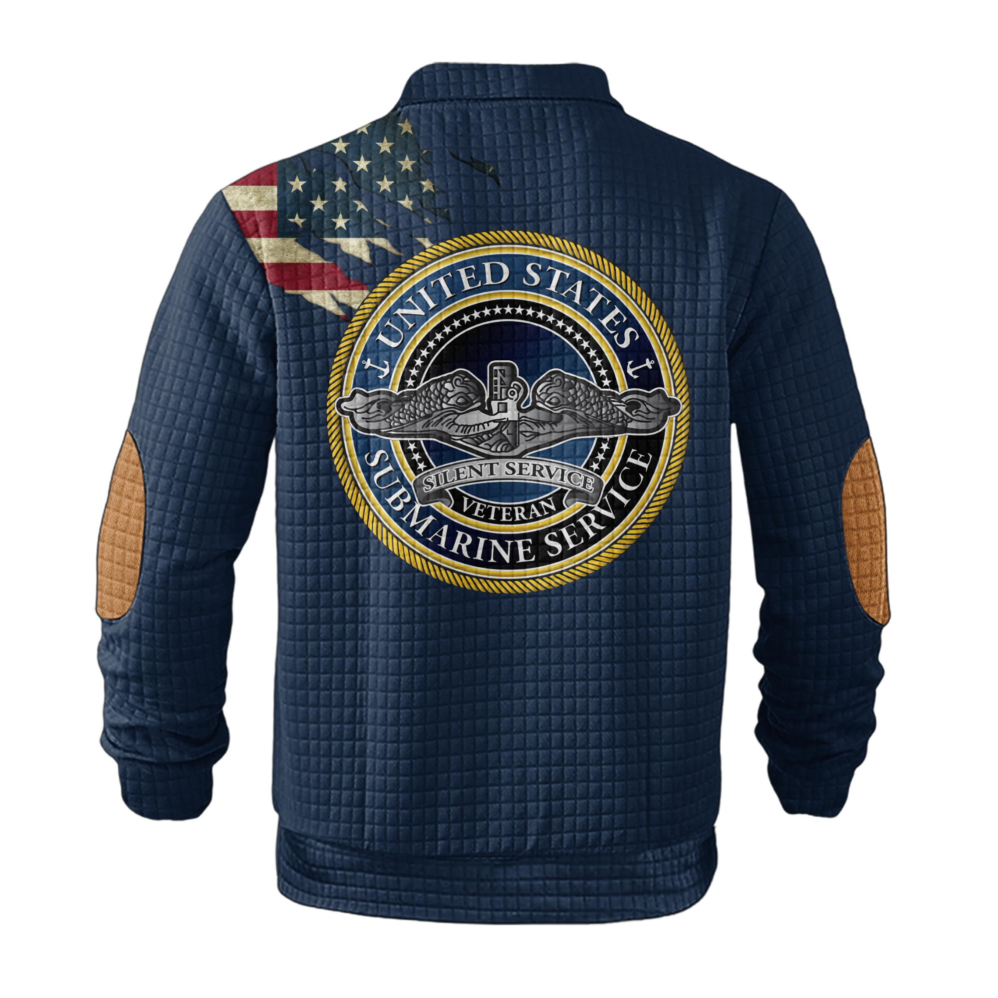 Personalizable Navy Submarine Silent Service Waffle Stand Collar Sweatshirt