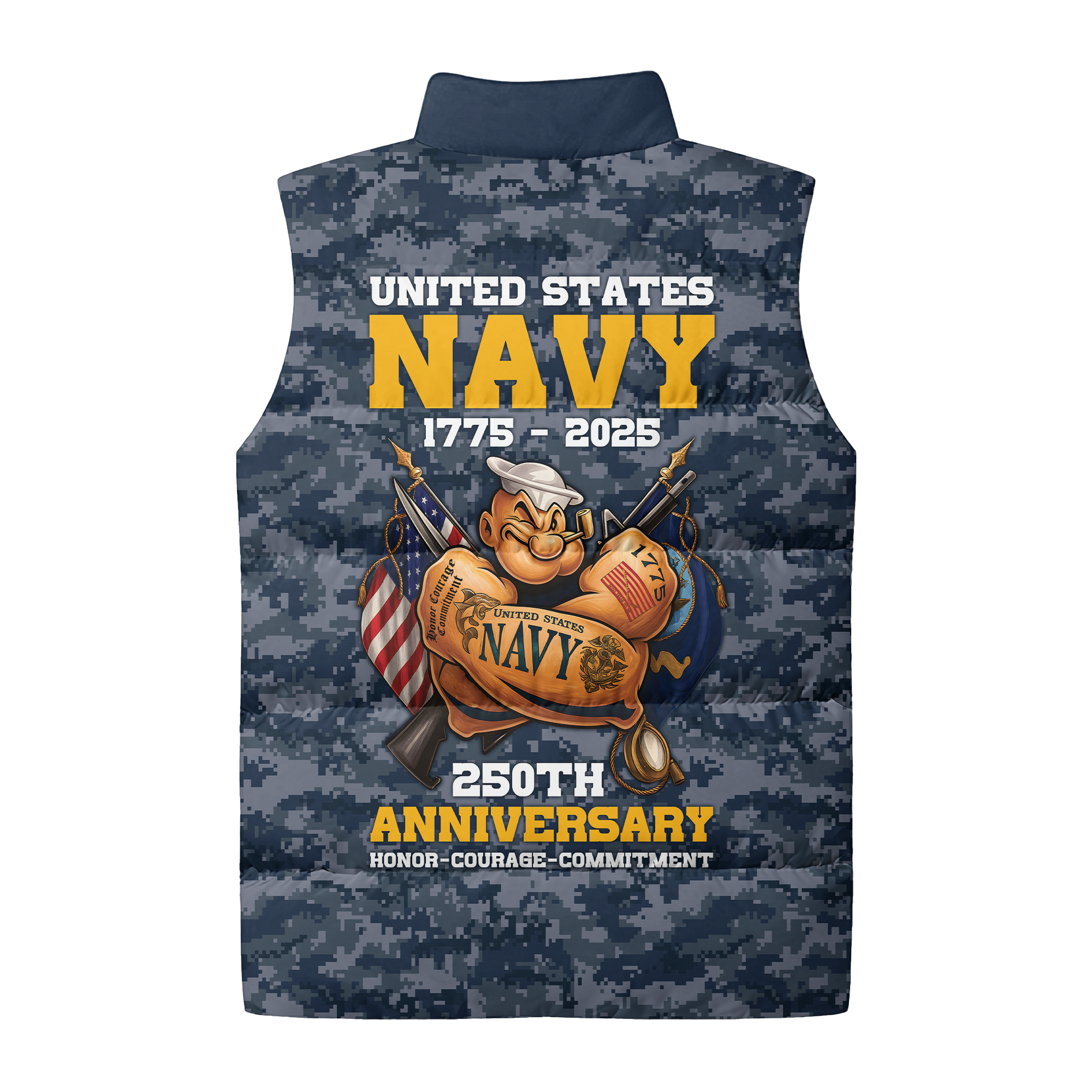 Personalizable Navy 250th Anniversary Puffer Vest