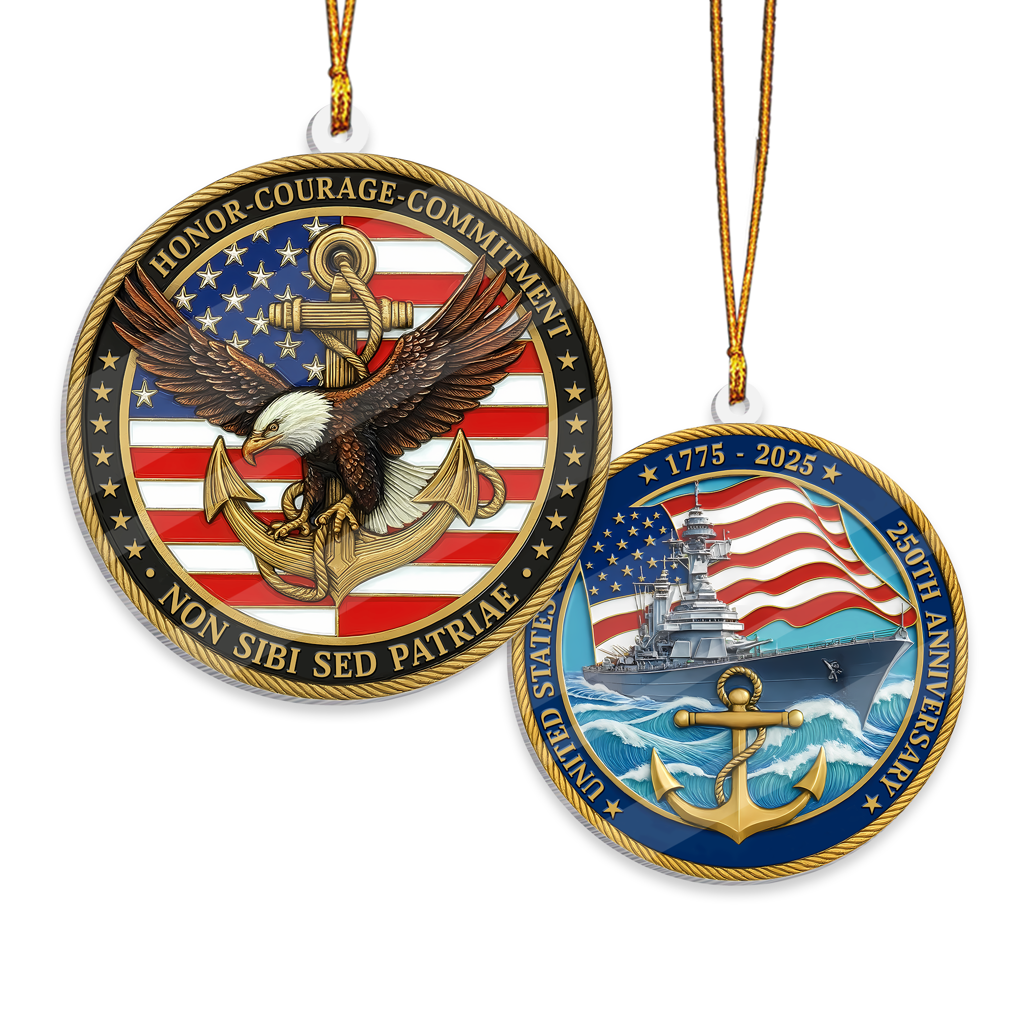 Navy 250th Anniversary Acrylic Ornament