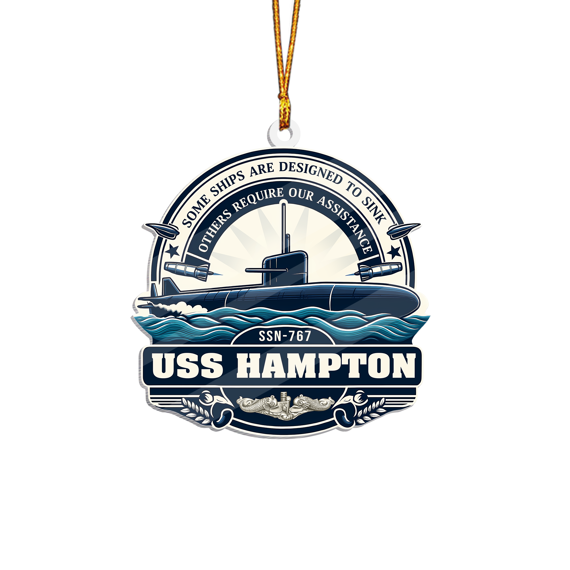 Personalizable Navy Submarine Some Ships Are Designed To Sink Acrylic Ornament