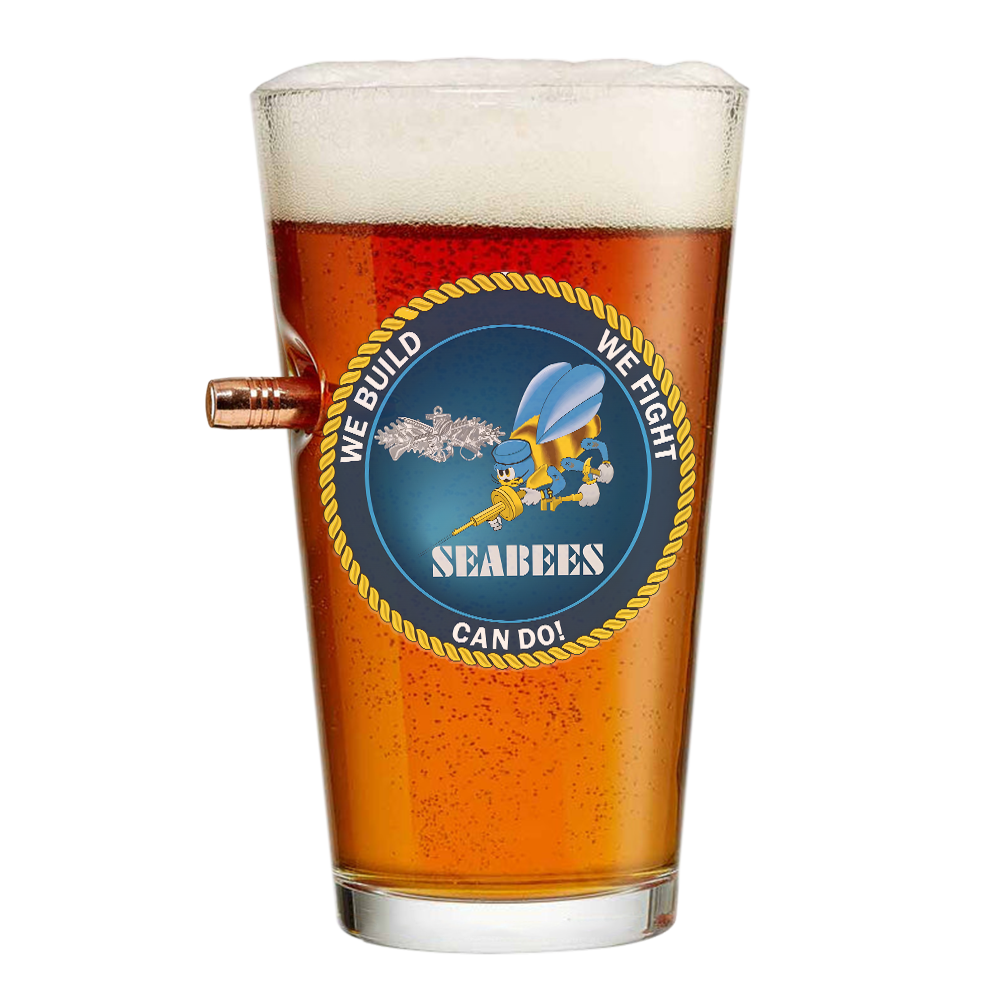 Seabees We Build We Fight Bullet Pint Glass