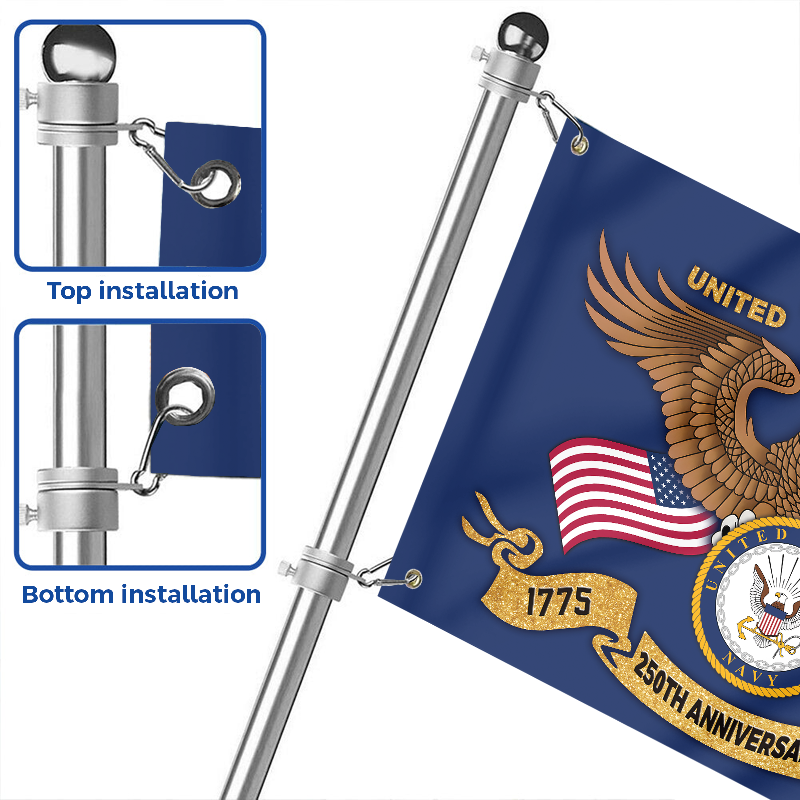 Navy 250th Anniversary House Flag