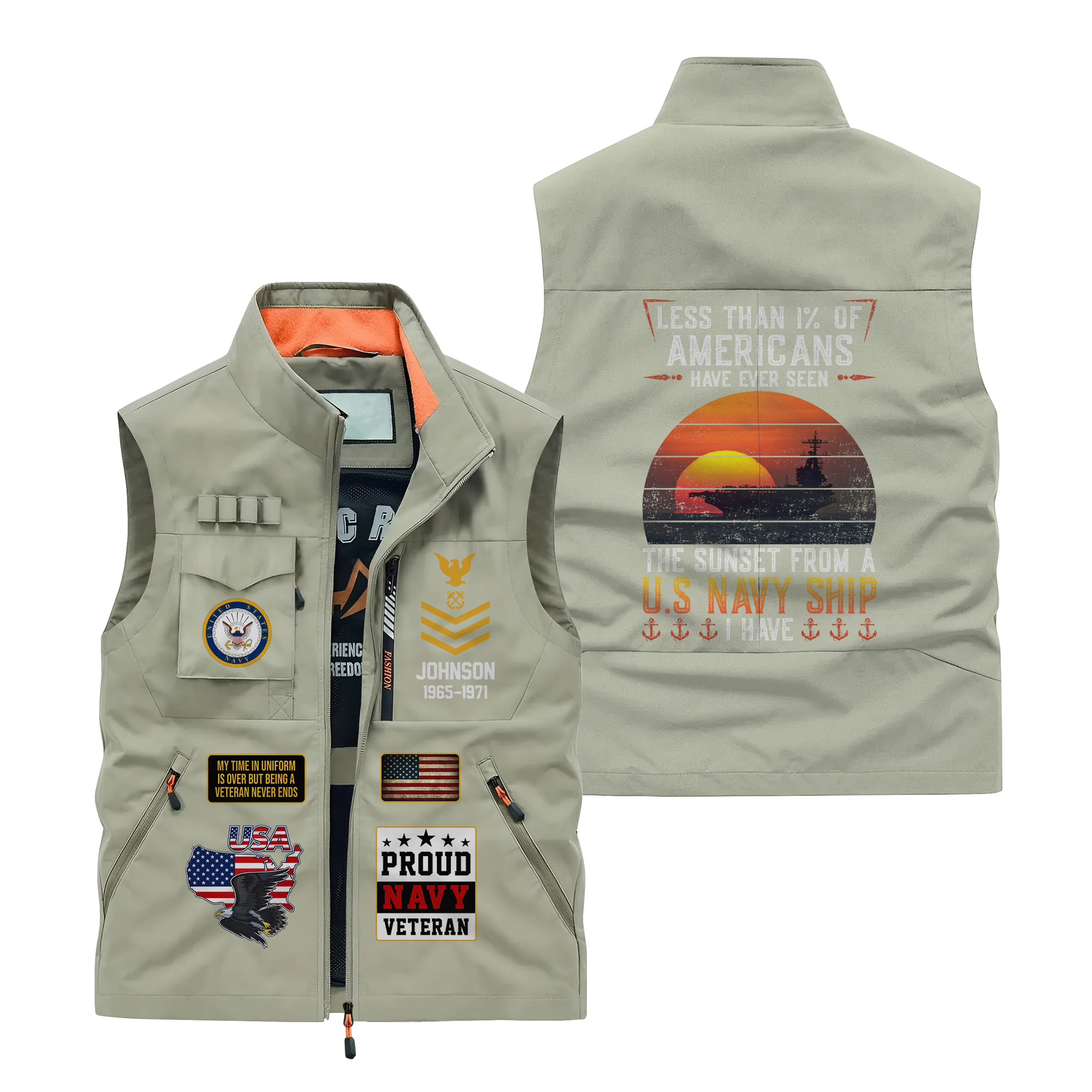 Personalizable Less Than 1% Navy Ship Pocket Vest