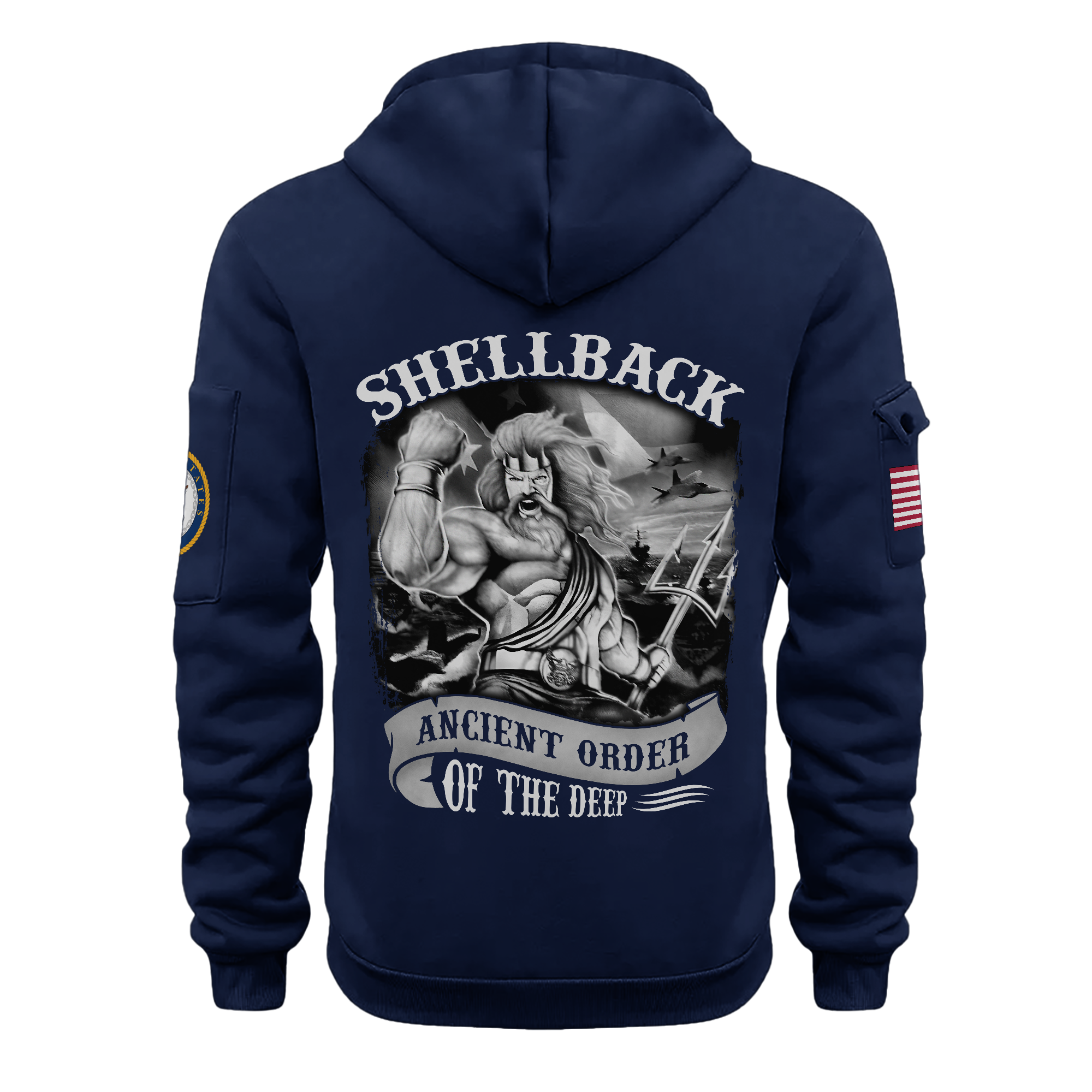 Navy Shellback Ancient Order Of The Deep Quarter Zip Hoodie