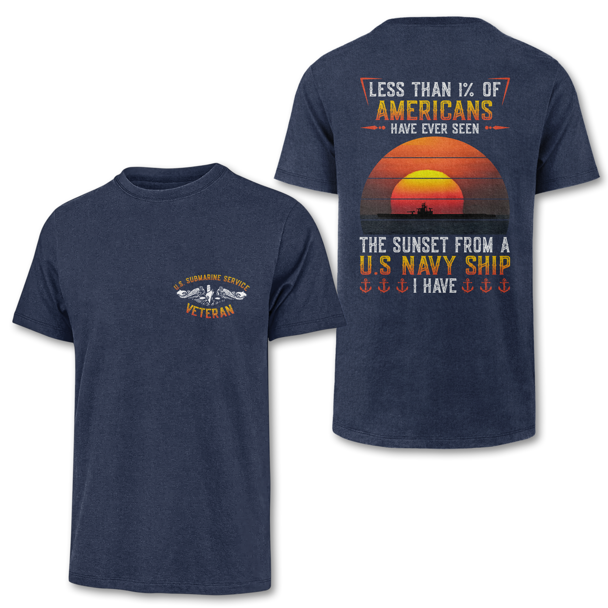 Navy Submarine Less Than 1% Navy Ship Double Side Classic T-shirt