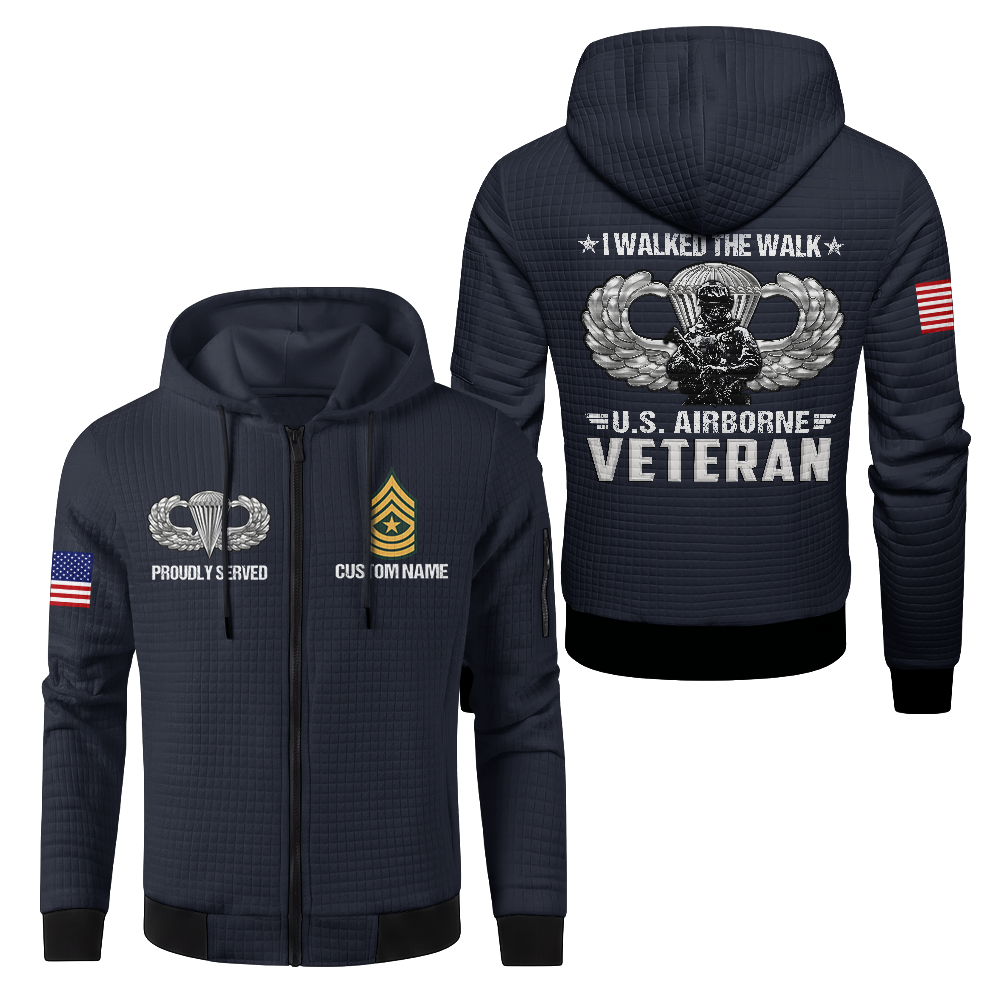 Personalizable Airborne I Walked The Walk Waffle Hooded Jacket