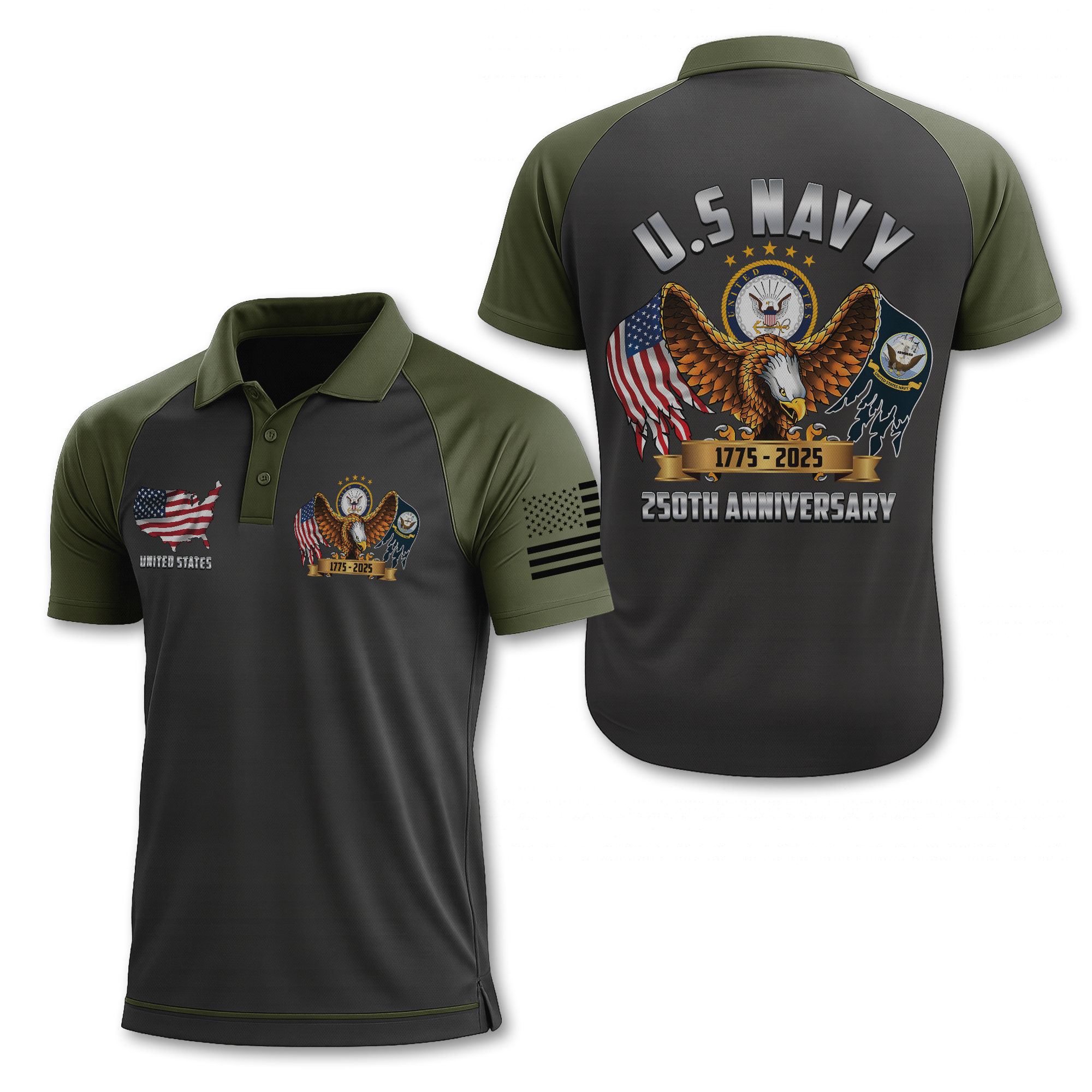 Navy 250th Anniversary Polo Shirt