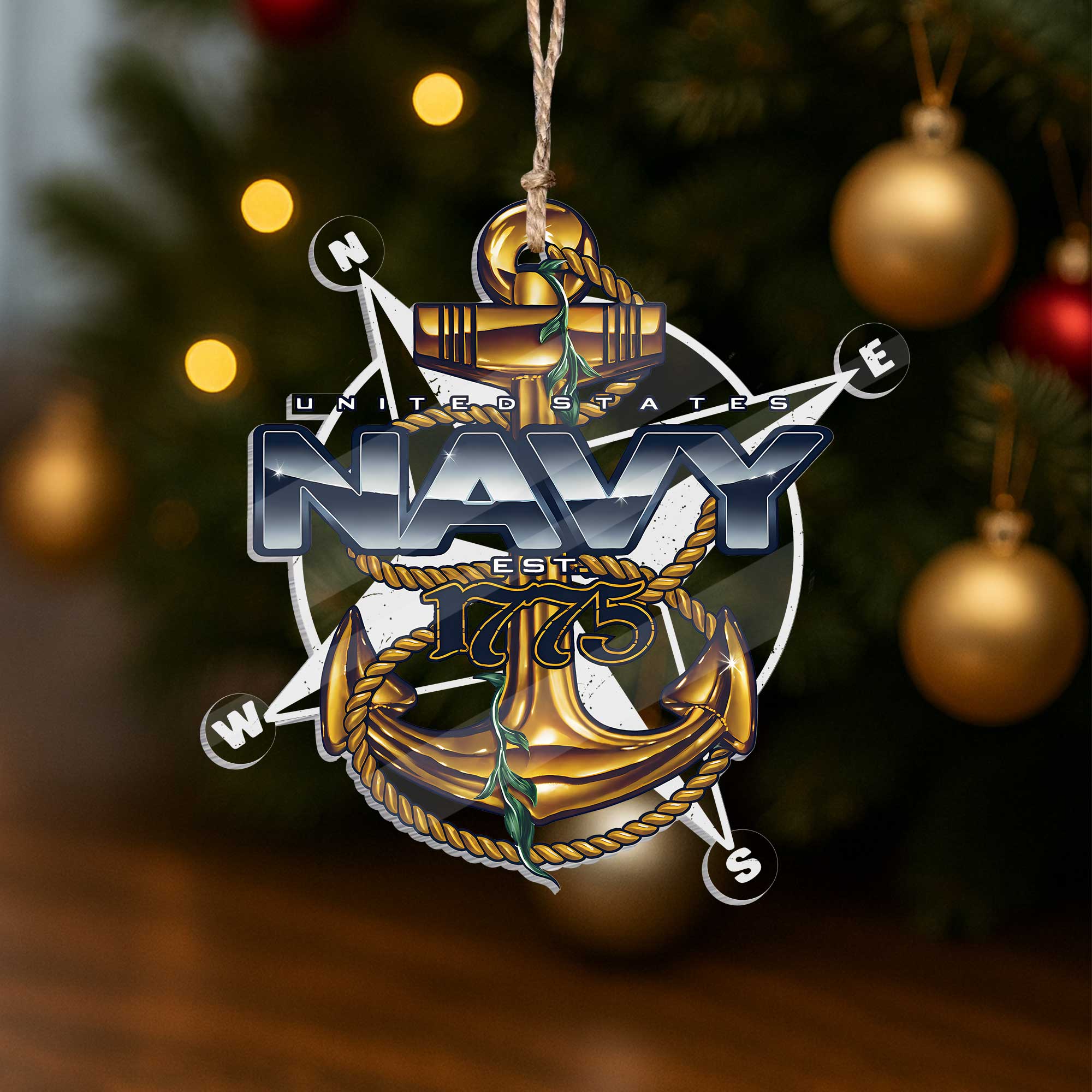 Navy Anchor Est 1775 Acrylic Ornament