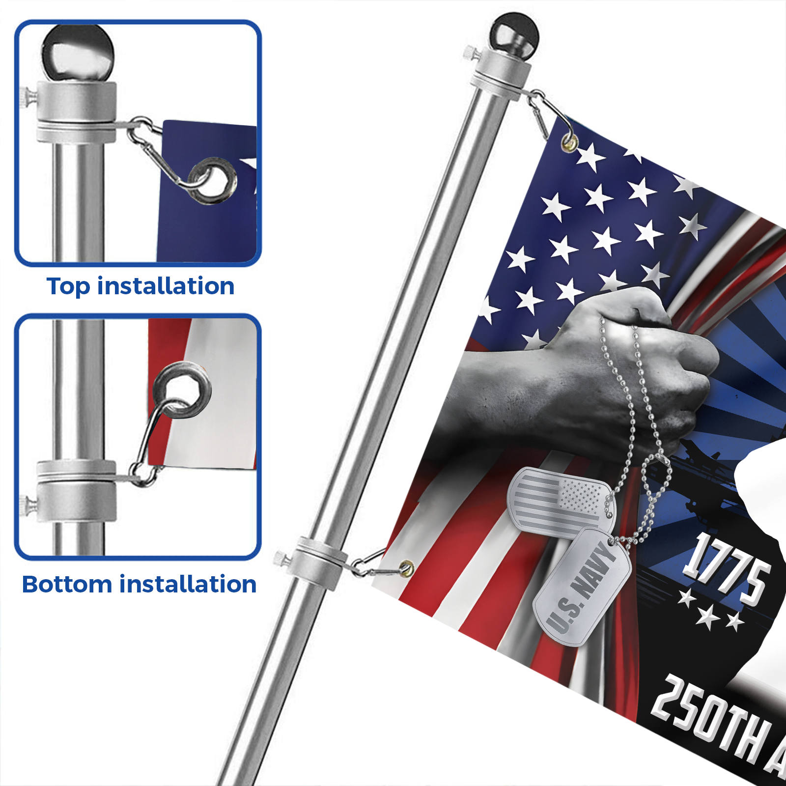 Navy 250th Anniversary House Flag