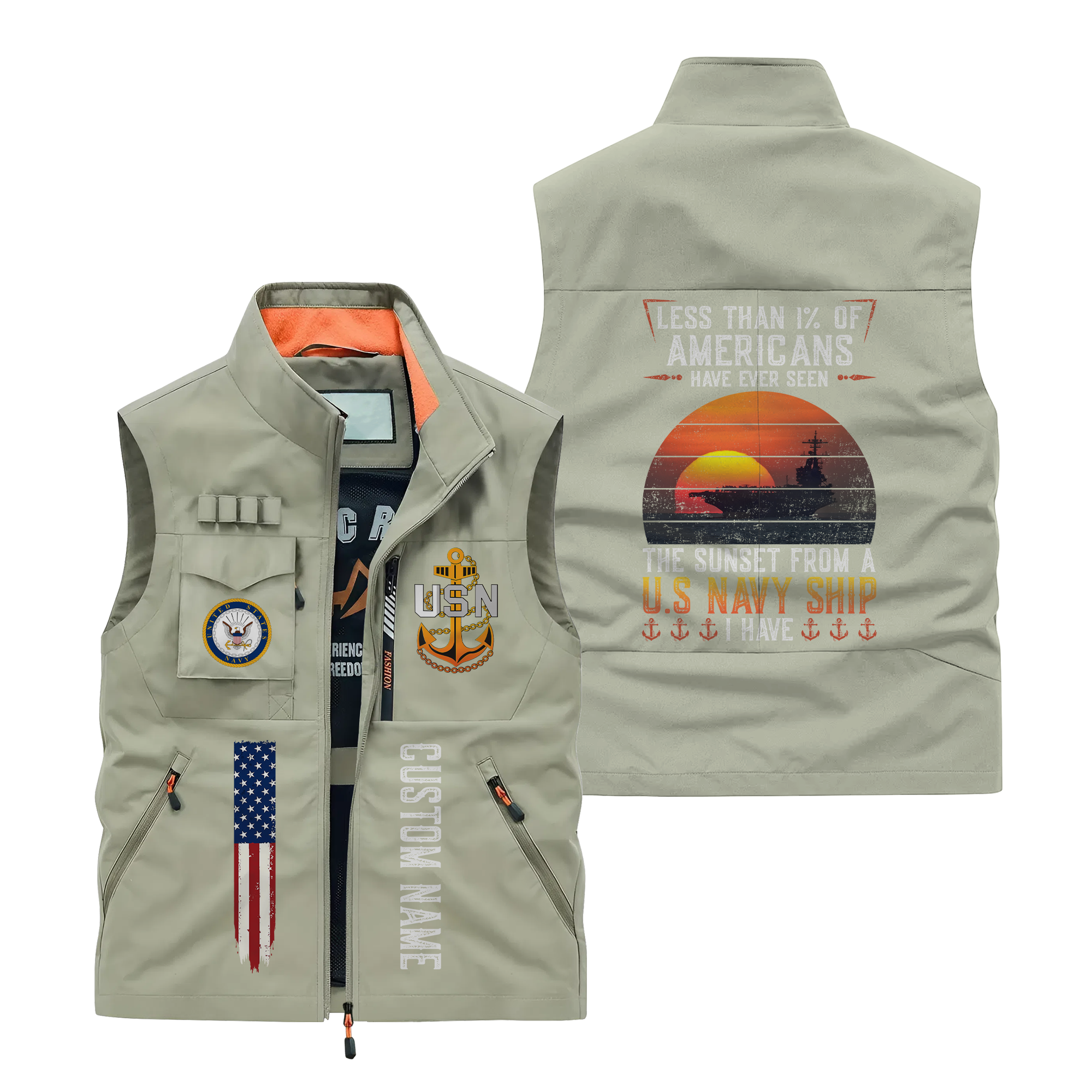 Personalizable Less Than 1% Navy Ship Pocket Vest