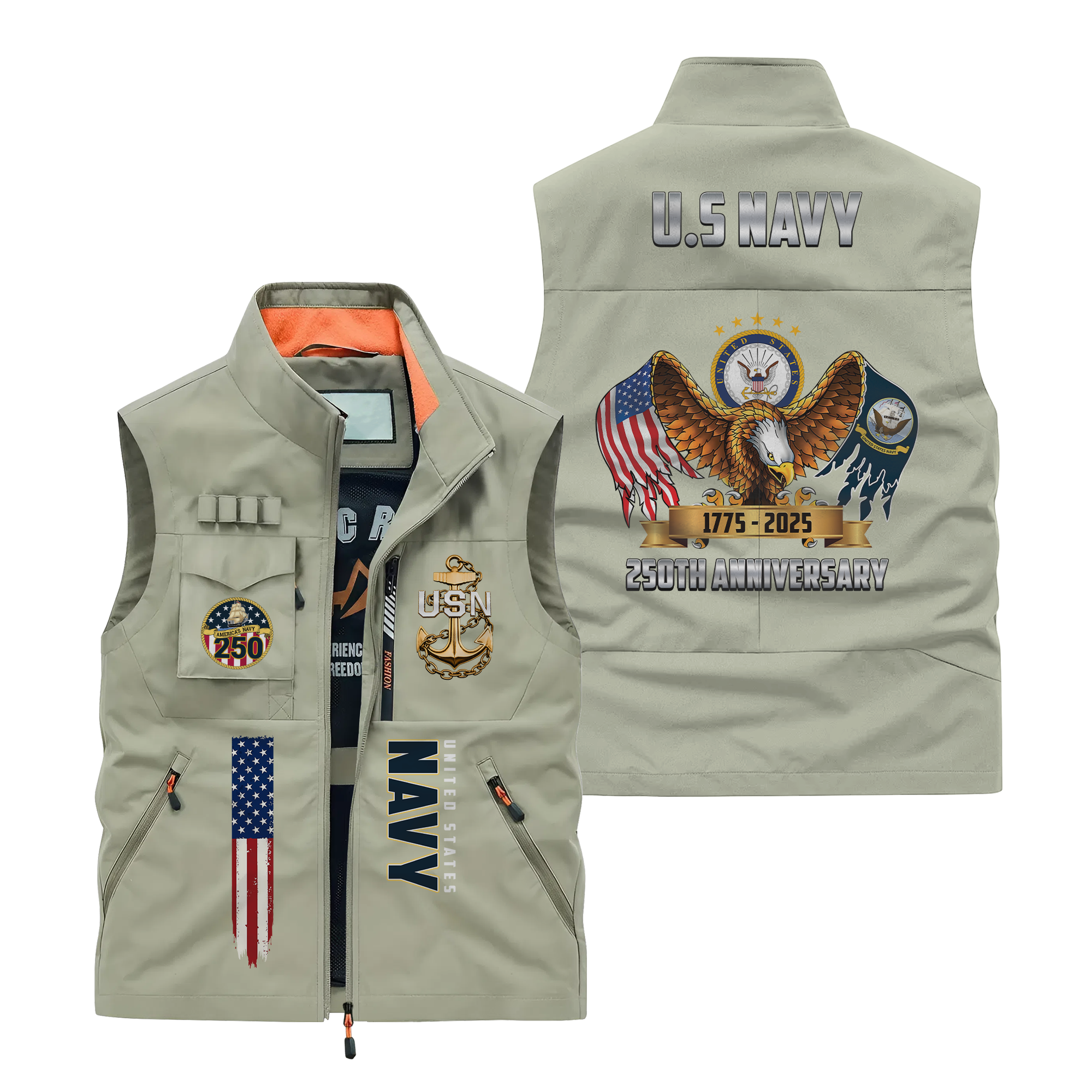 Navy 250th Anniversary Pocket Vest