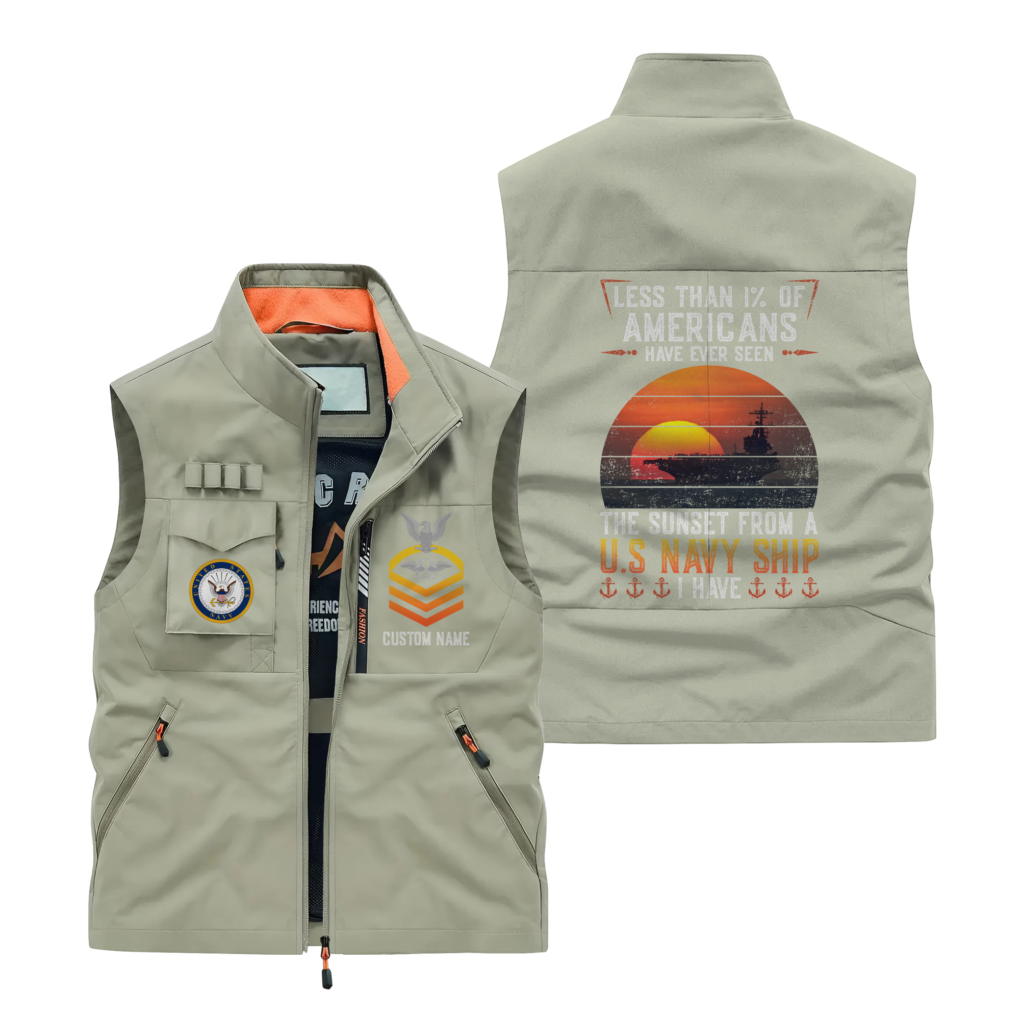 Personalizable Less Than 1% Navy Ship Pocket Vest