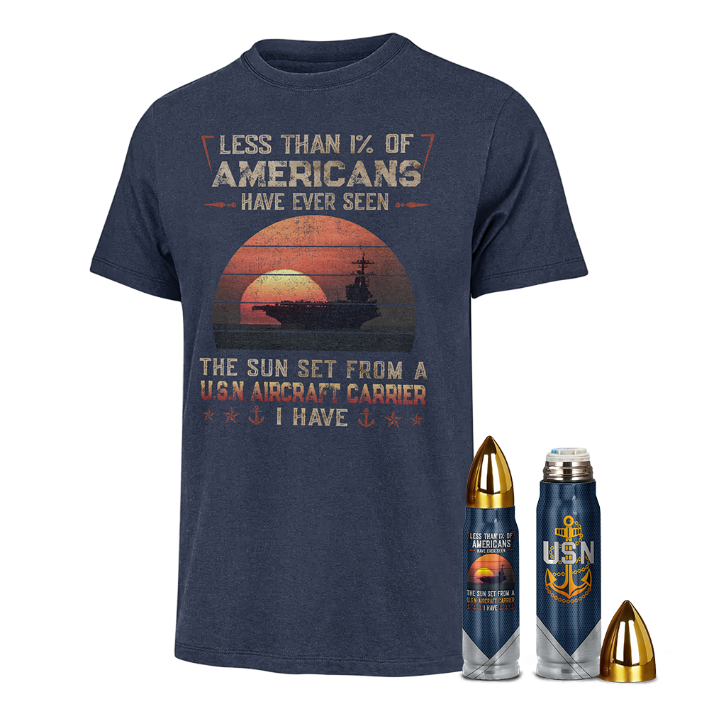 Less Than 1% Aircraft Carrier Bullet Tumber & T-Shirt Combo