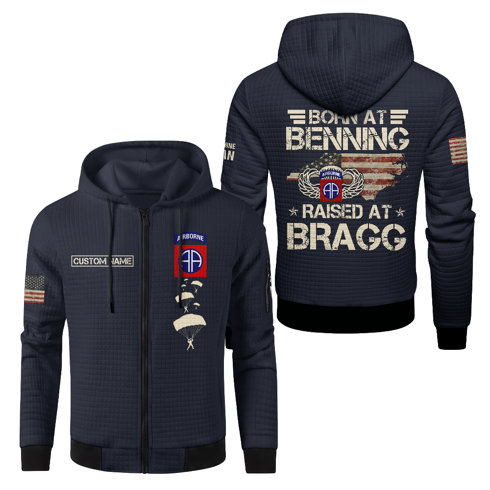 Personalizable Born At Benning Waffle Hooded Jacket