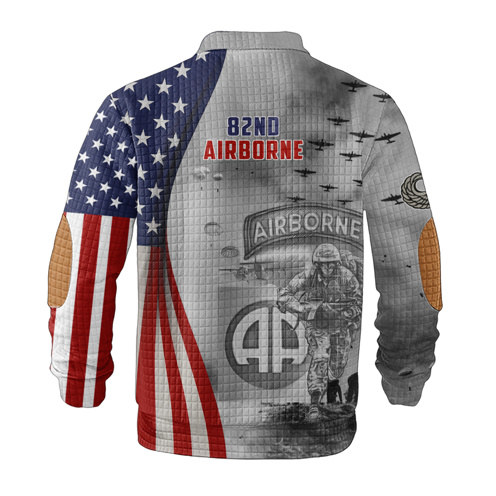 82nd Airborne Veteran Waffle Stand Collar Sweatshirt