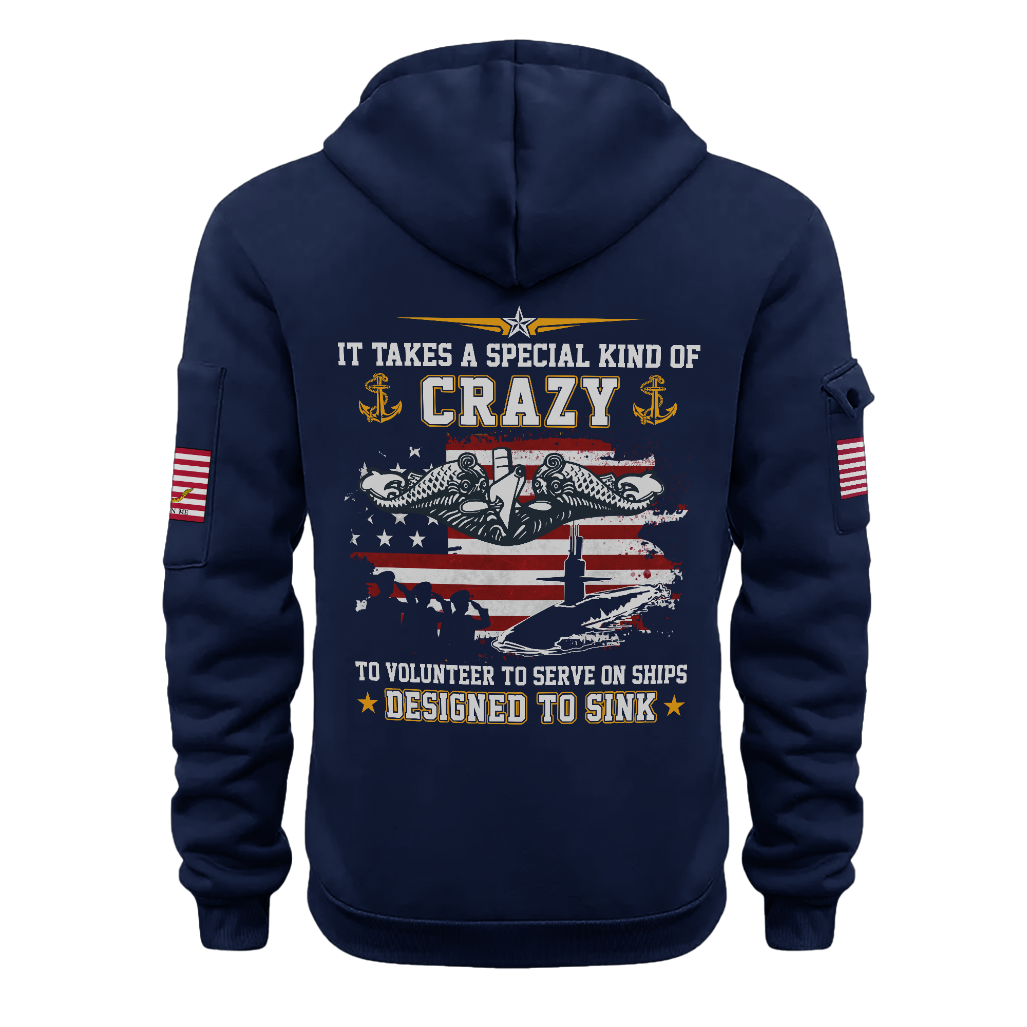 Personalizable Navy Submarine Quarter Zip Hoodie