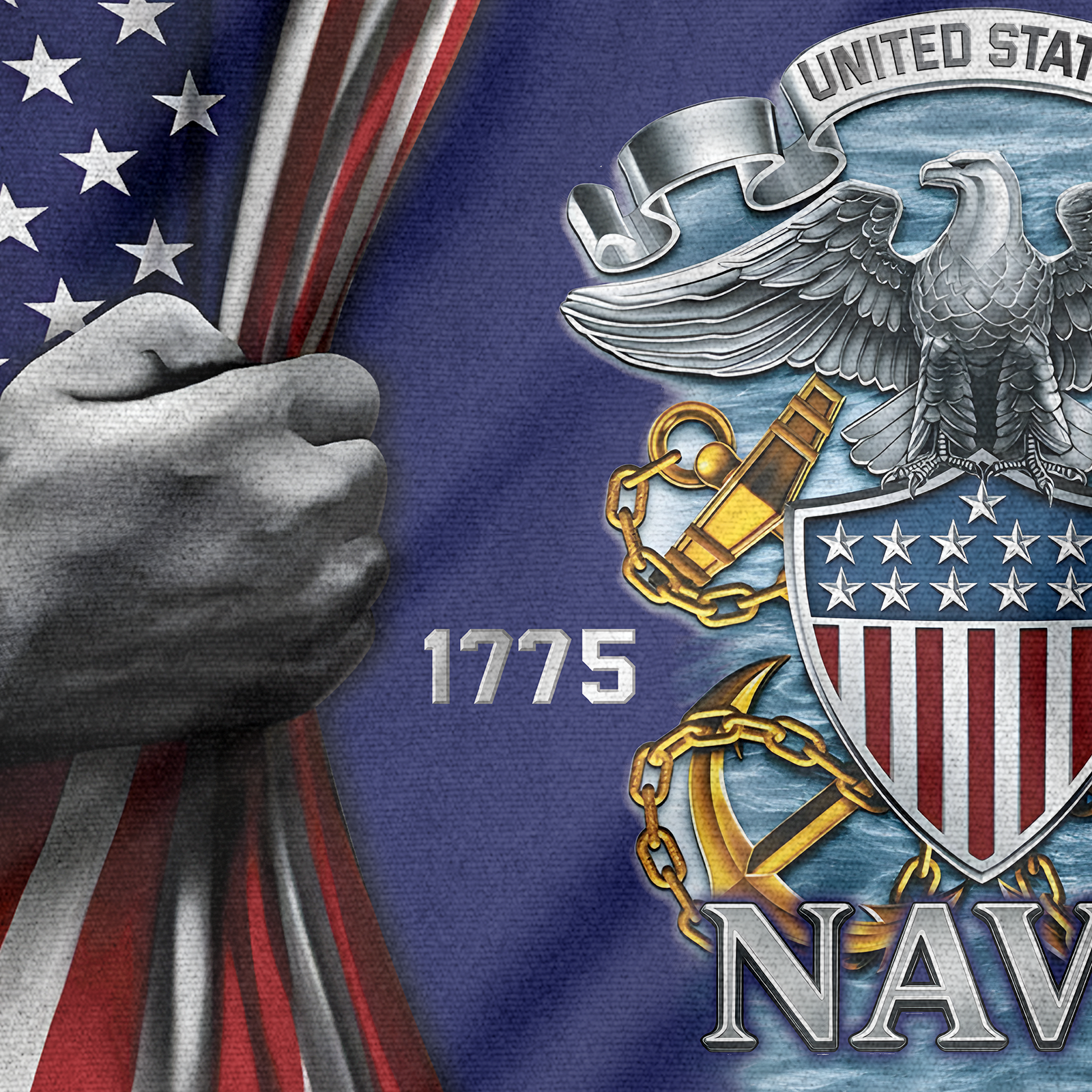 Navy 250th Anniversary House Flag