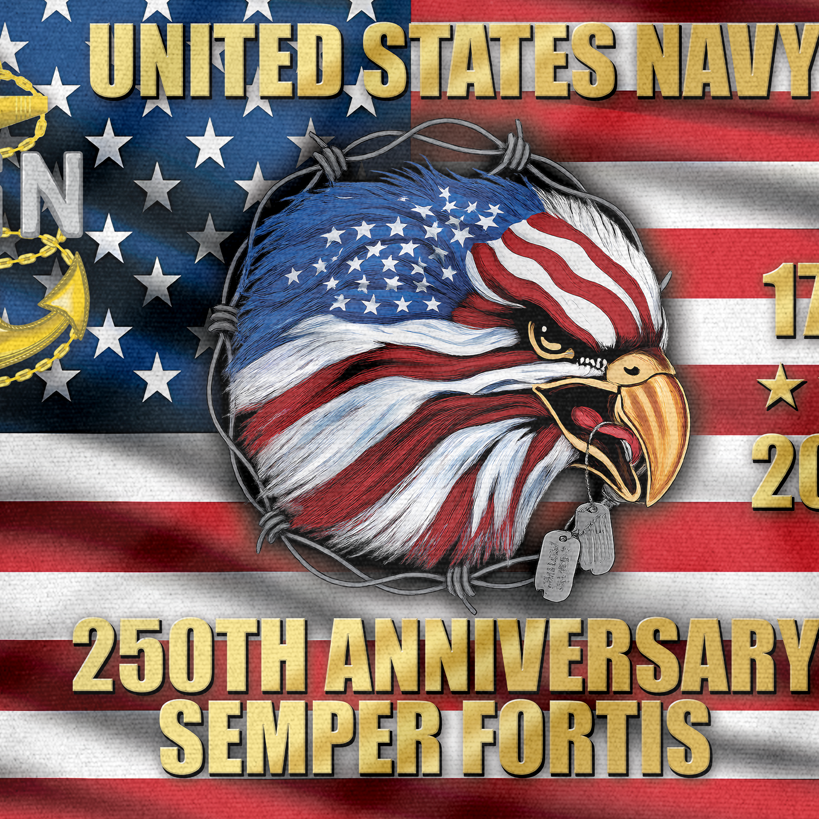 Navy 250th Anniversary House Flag