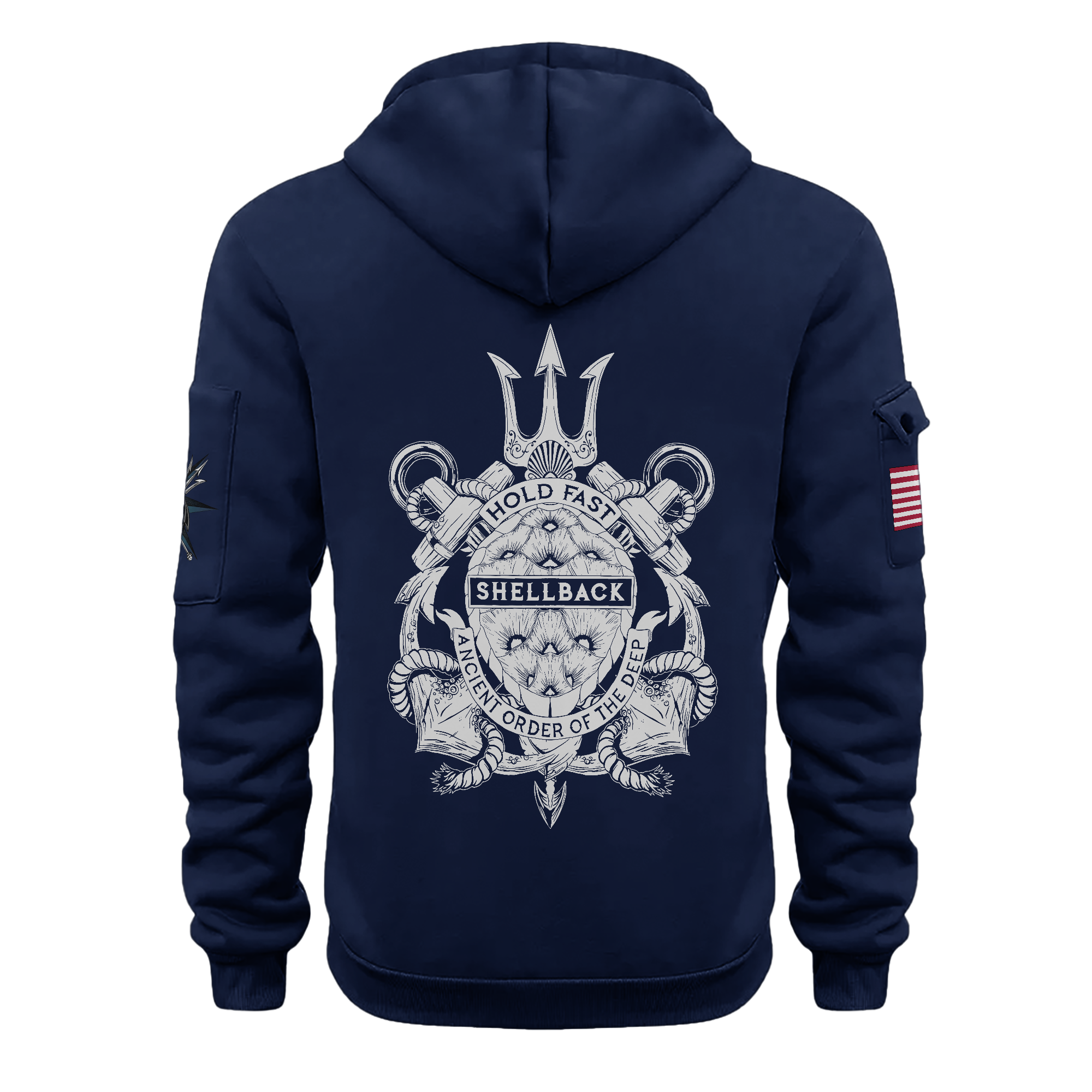 Navy Shellback Ancient Order Of The Deep Quarter Zip Hoodie