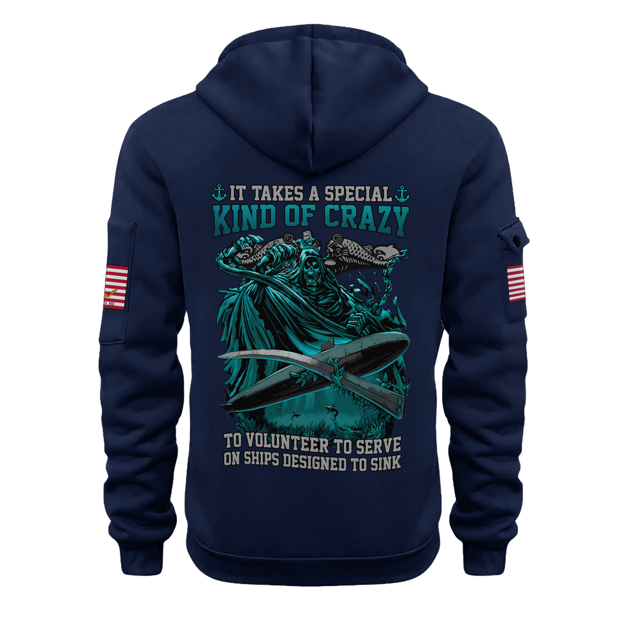 Personalizable Navy Submarine Quarter Zip Hoodie