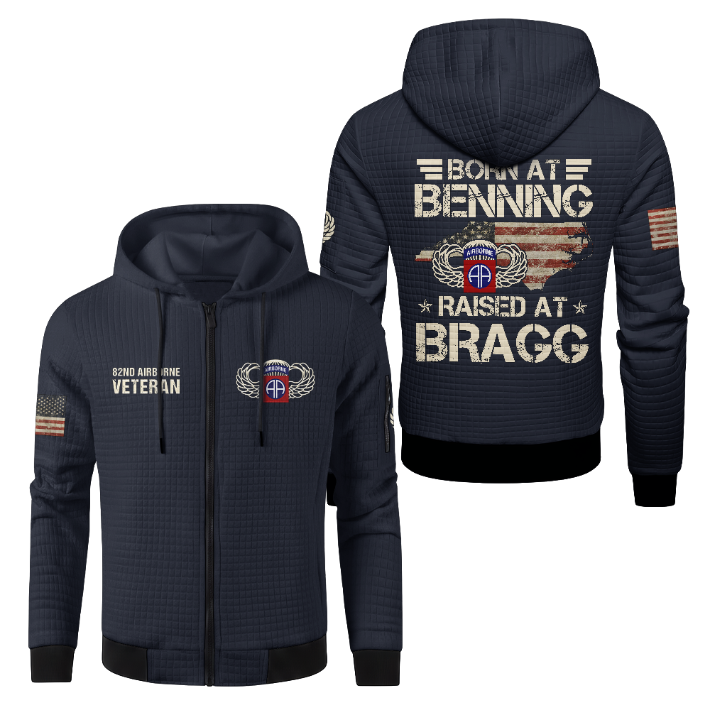 82nd Airborne Born At Benning Waffle Hooded Jacket