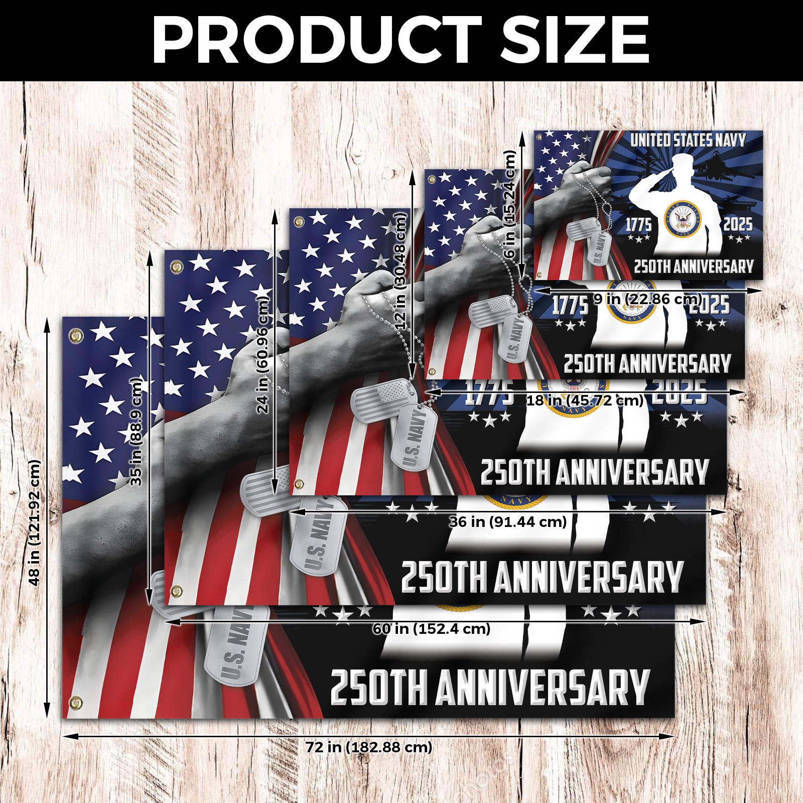 Navy 250th Anniversary House Flag