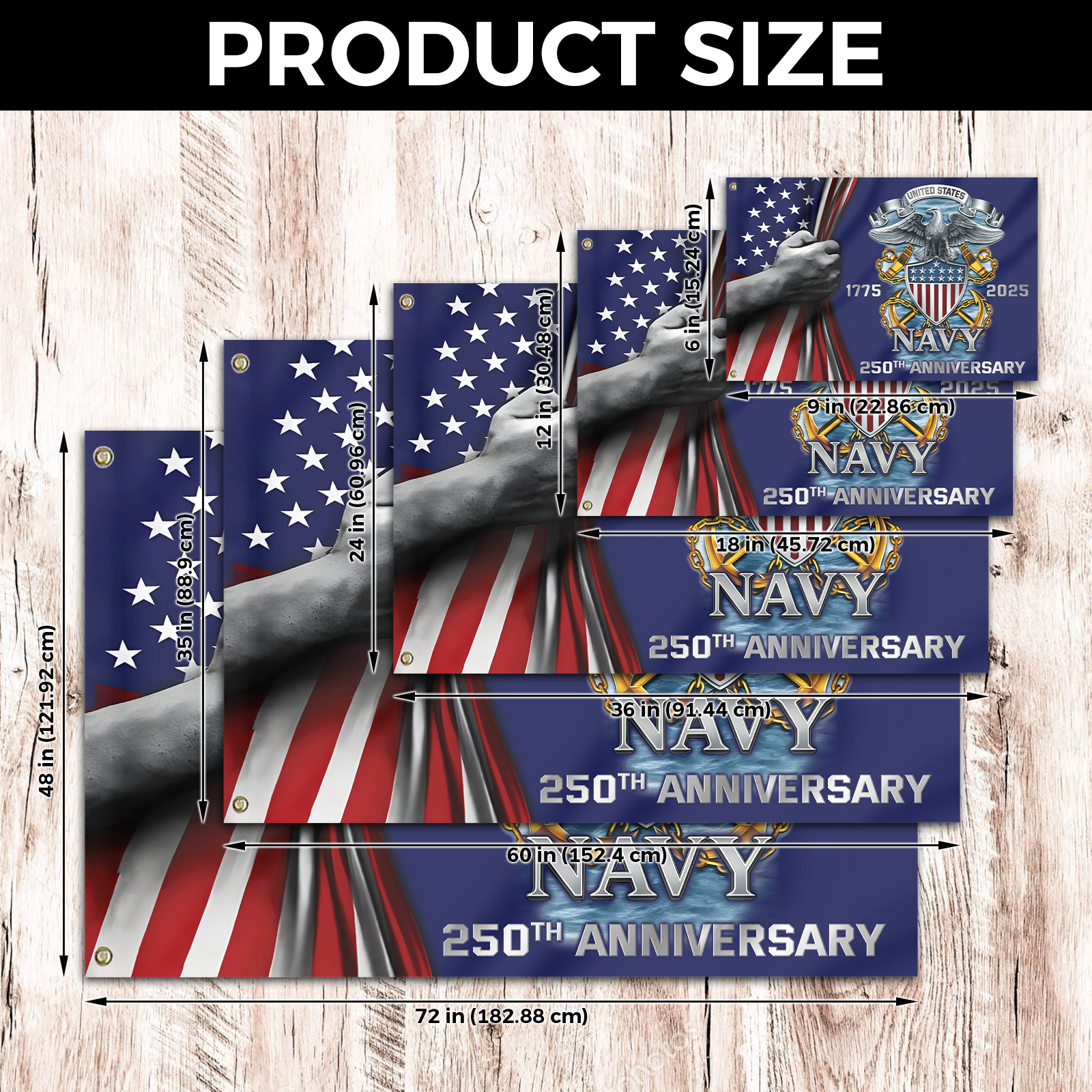 Navy 250th Anniversary House Flag