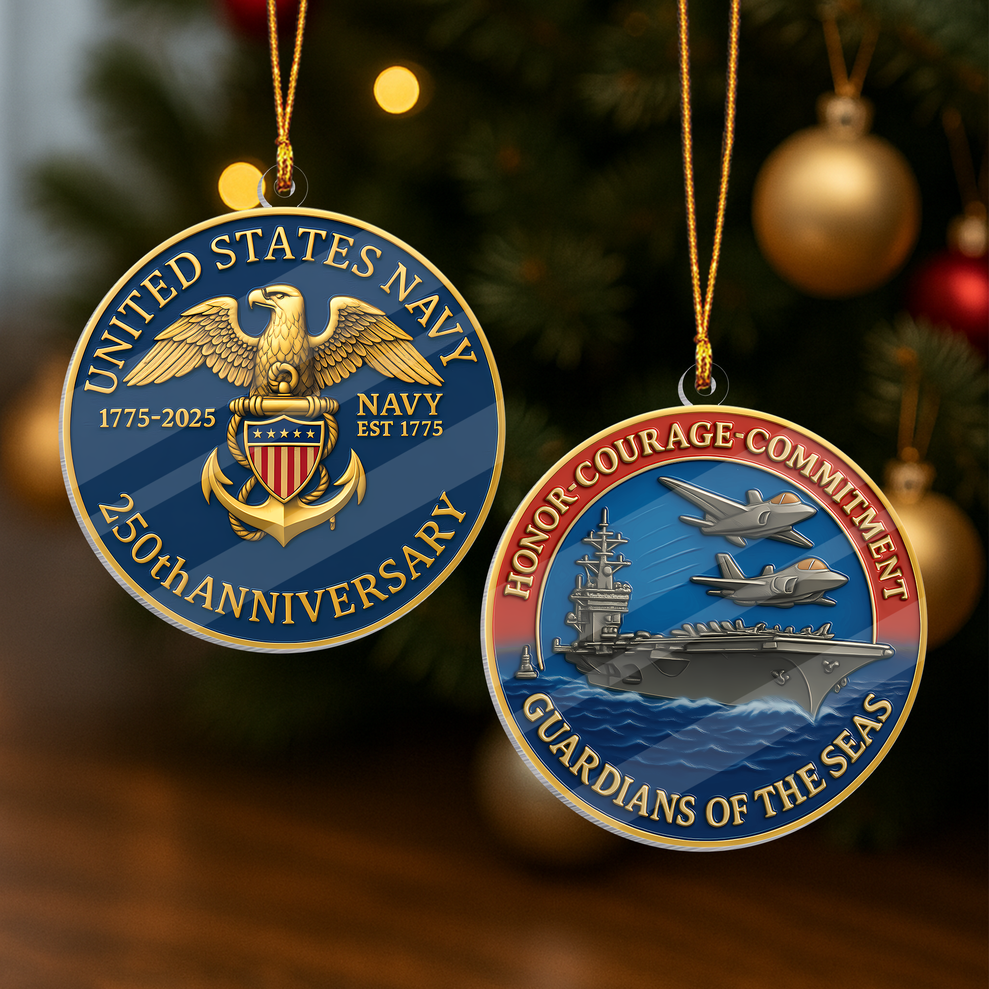 Navy 250th Anniversary Acrylic Ornament