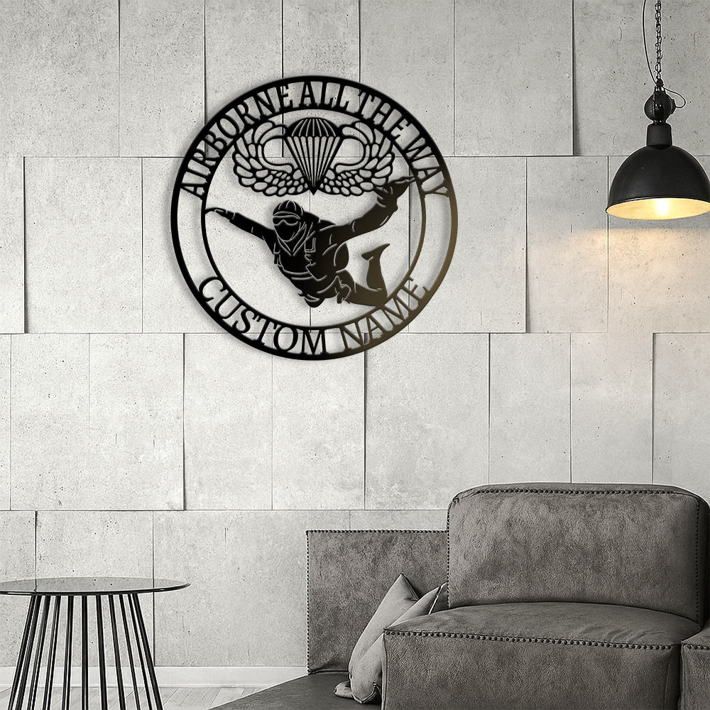Personalized Airborne All The Way Metal Sign Wall Art