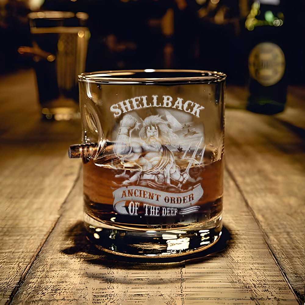 Shellback Ancient Order Of The Deep Bullet Whiskey Glass