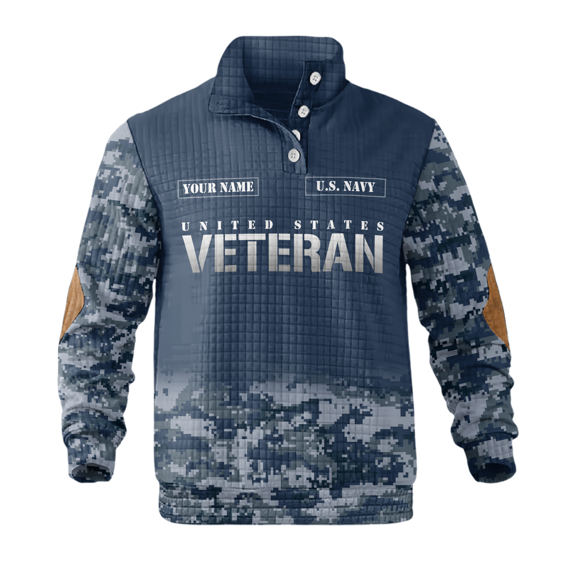 Personalizable 2% of Americans Have Worn A Navy Uniform Waffle Stand Collar Sweatshirt