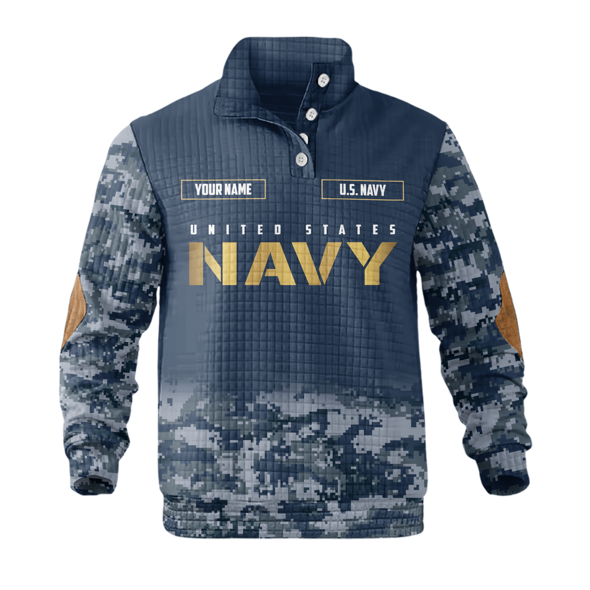 Personalizable 2% of Americans Have Worn A Navy Uniform Waffle Stand Collar Sweatshirt