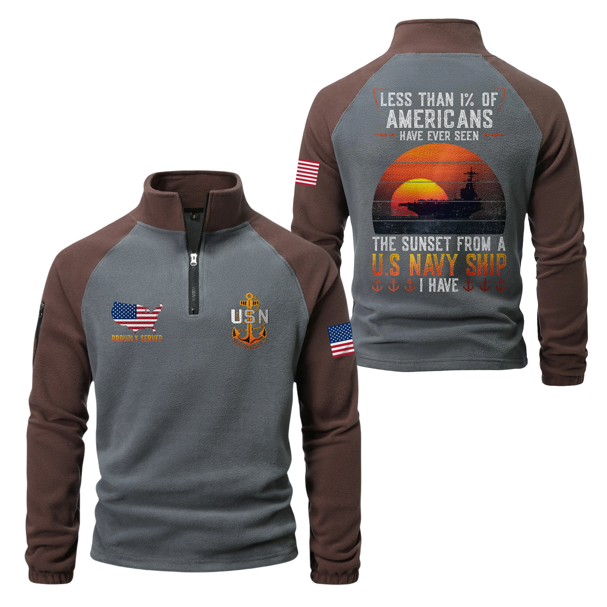 Less Than 1% Navy Ship Half-Zip Raglan Sweatshirt