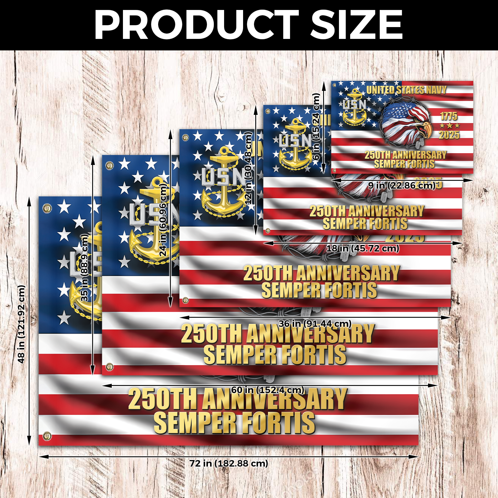 Navy 250th Anniversary House Flag