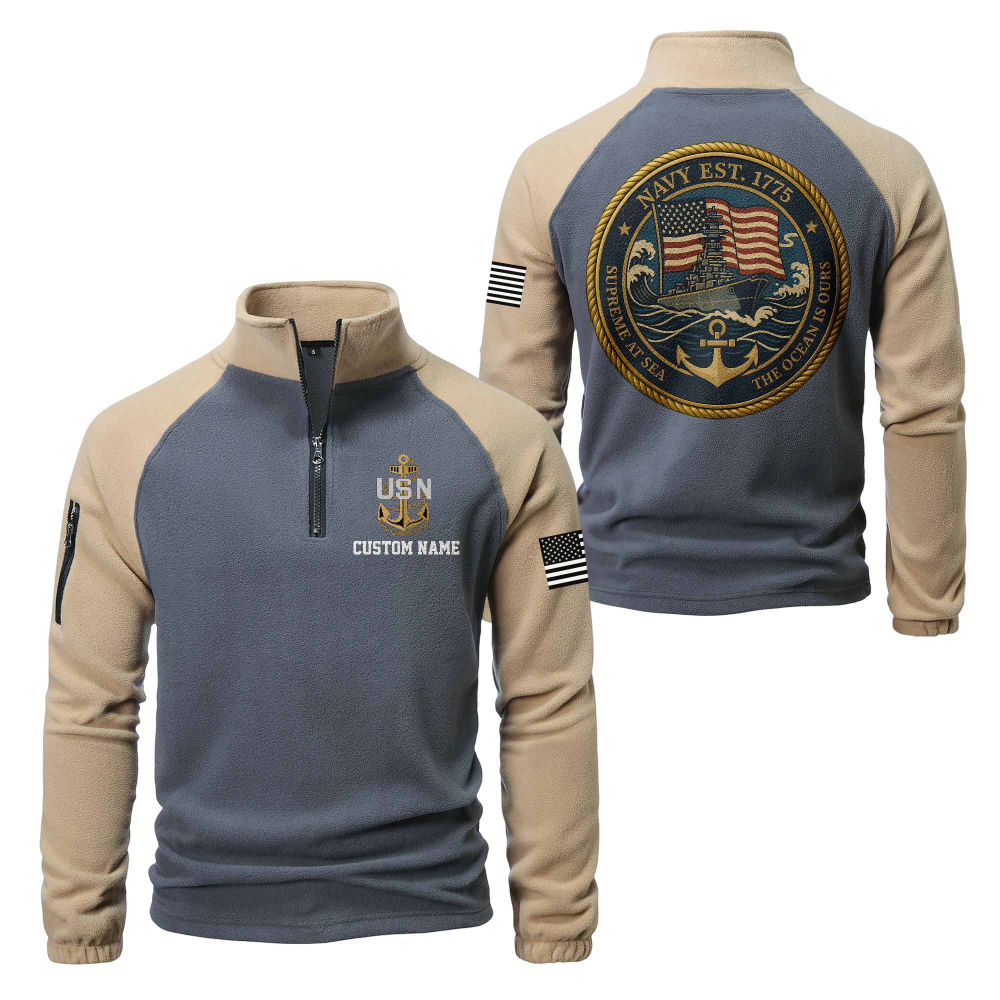 Personalizable The Ocean Is Ours Half-Zip Raglan Sweatshirt