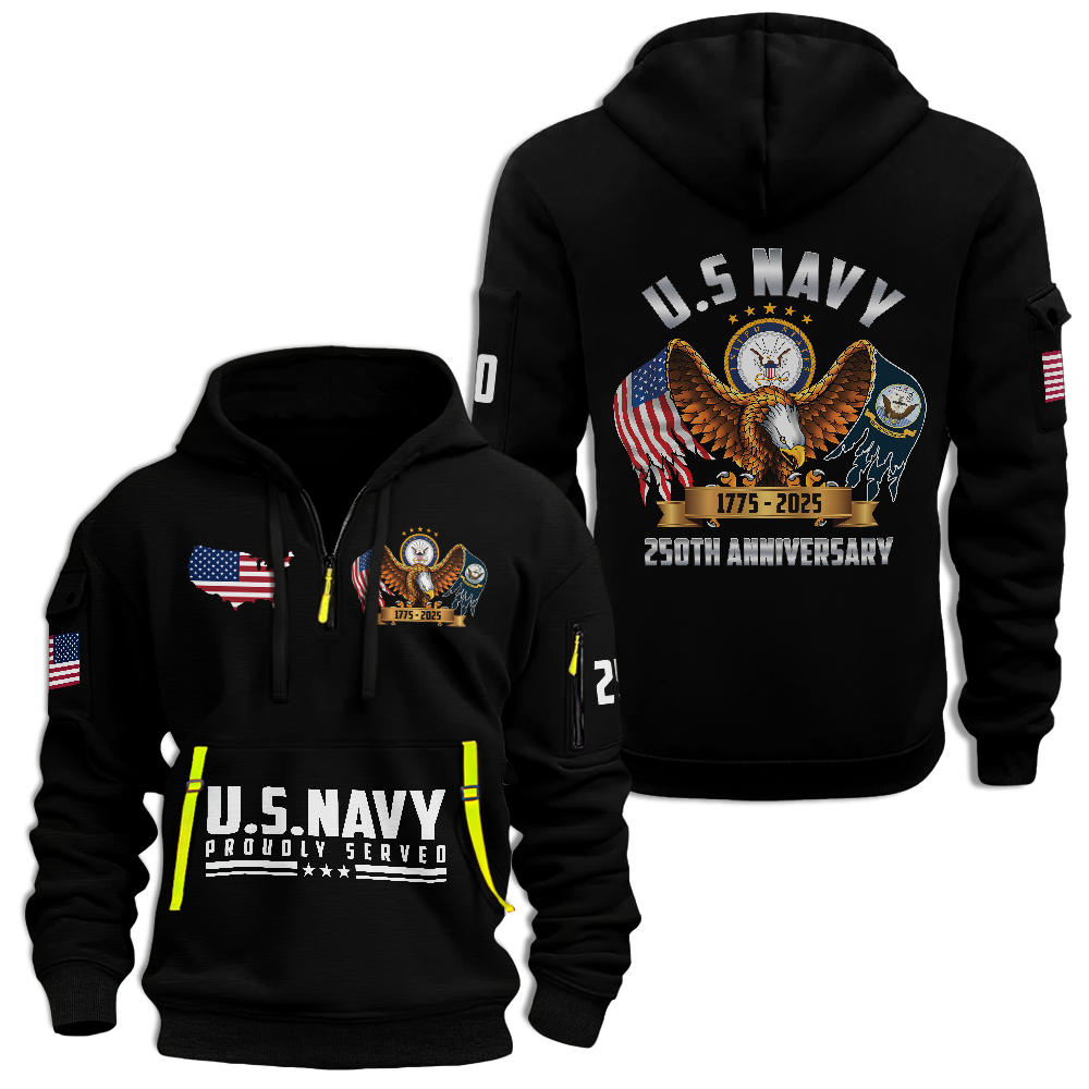 Navy 250th Anniversary Quarter Zip Hoodie