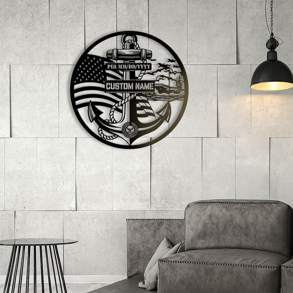 Personalized Navy Anchor Metal Sign Wall Art