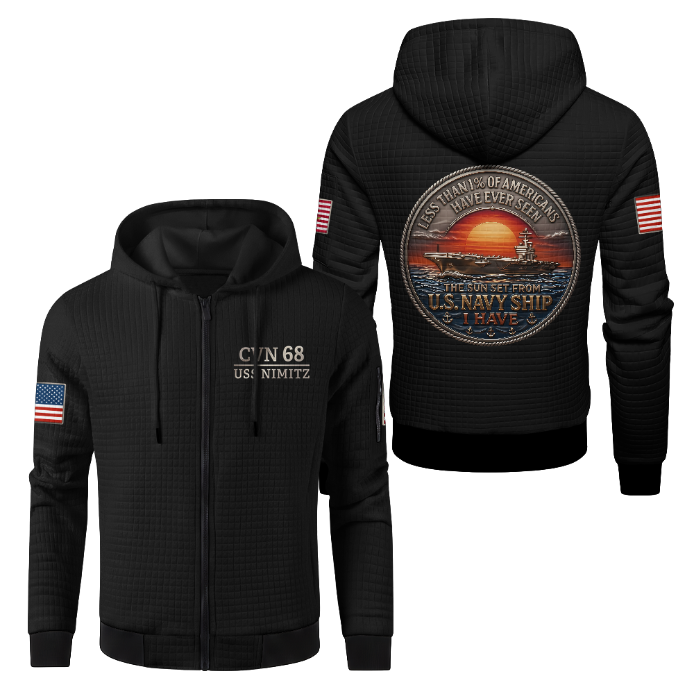 Personalizable Less Than 1% Navy Ship Waffle Hooded Jacket