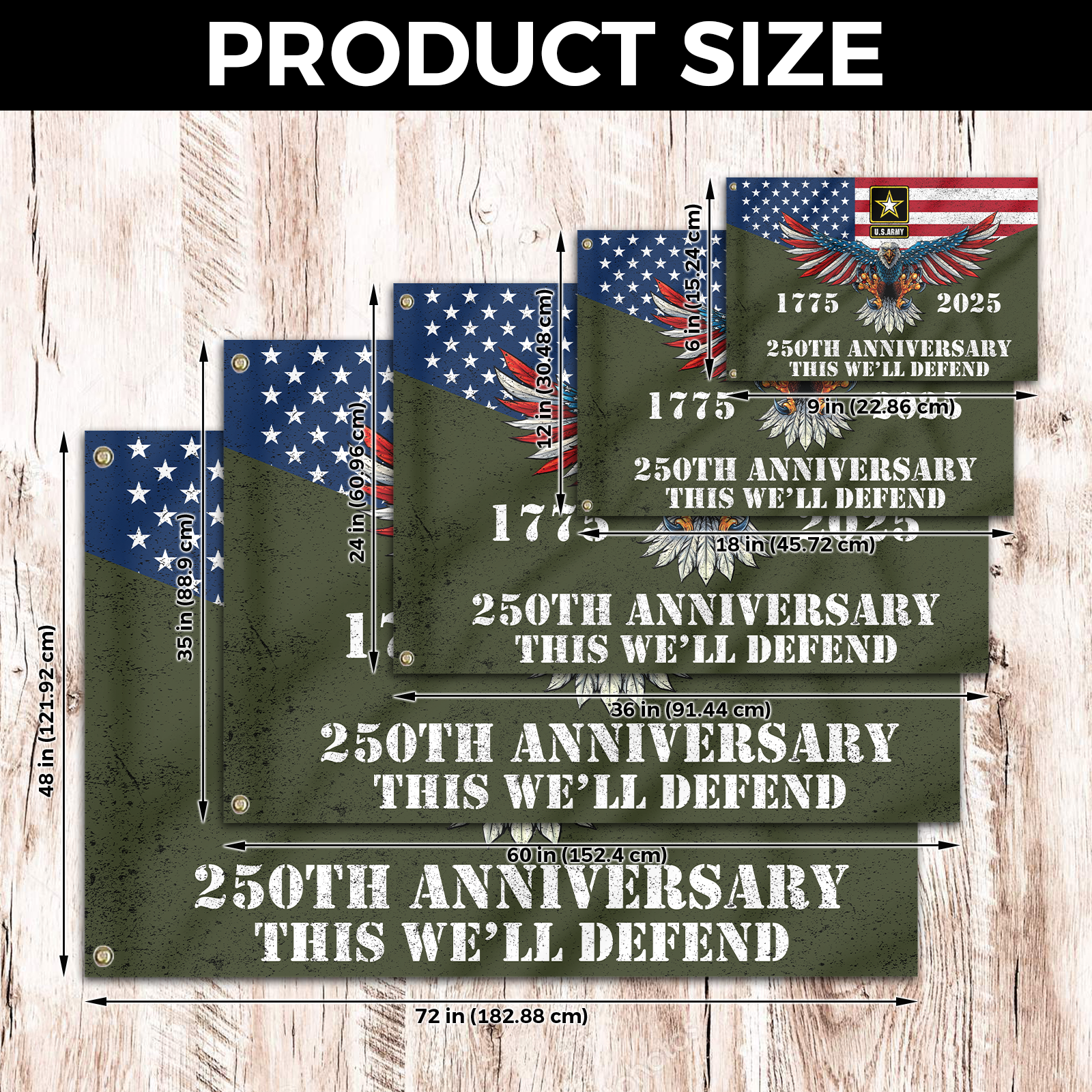 Army 250th Anniversary Flag with Flagpole Combo