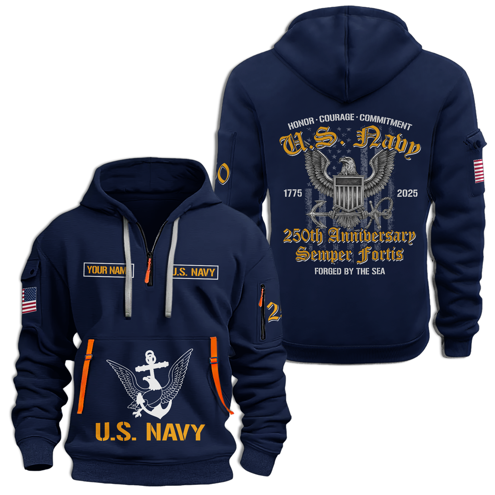 Navy 250th Anniversary Quarter Zip Hoodie