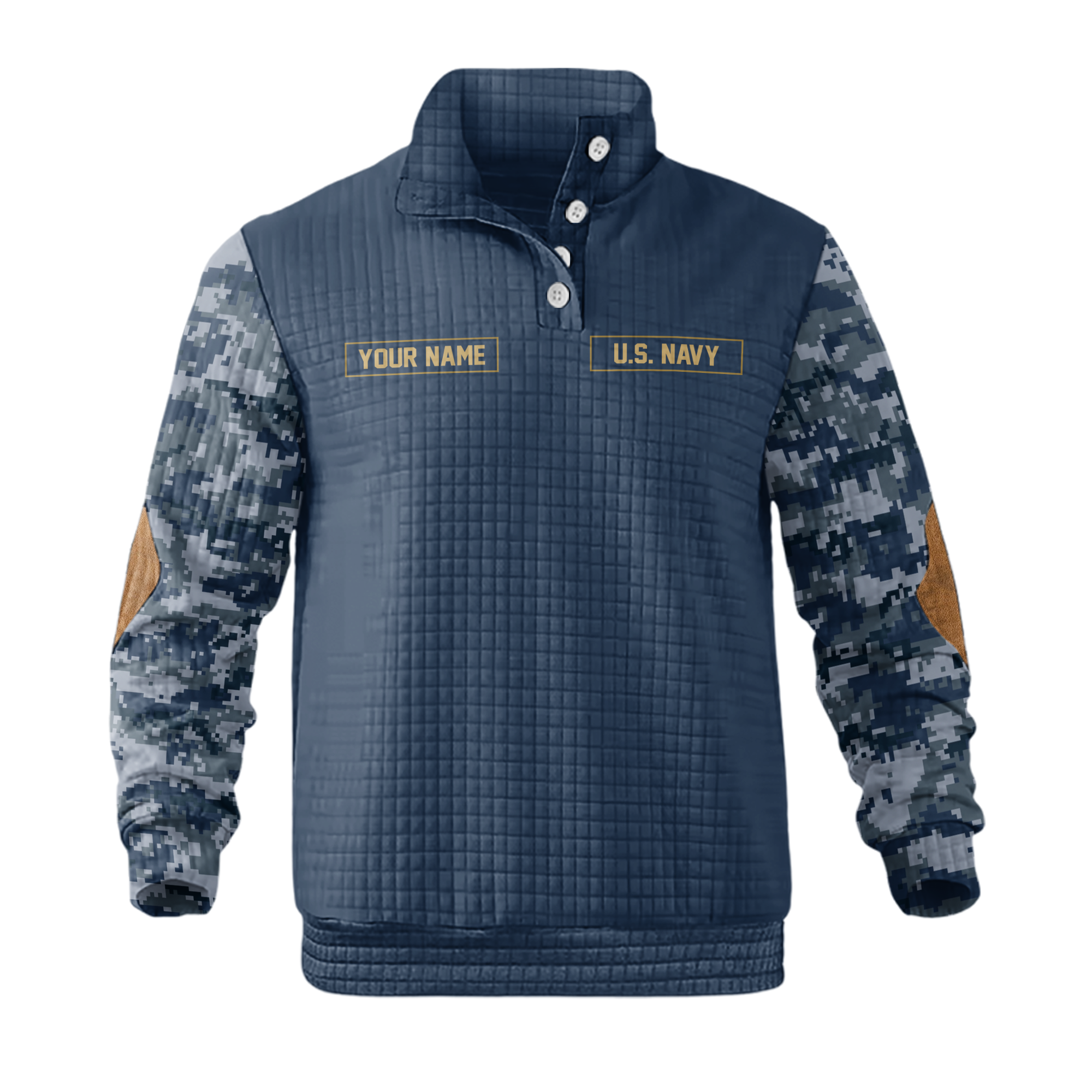 Personalizable Navy Submarine Pride Runs Deep Waffle Stand Collar Sweatshirt