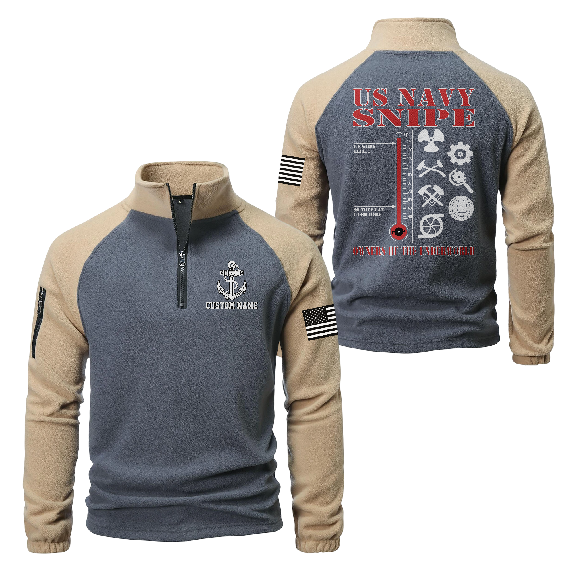 Personalizable Navy Snipes Half-Zip Raglan Sweatshirt