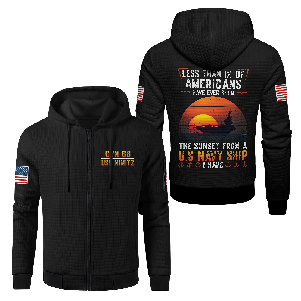 Personalizable Less Than 1% Navy Ship Waffle Hooded Jacket