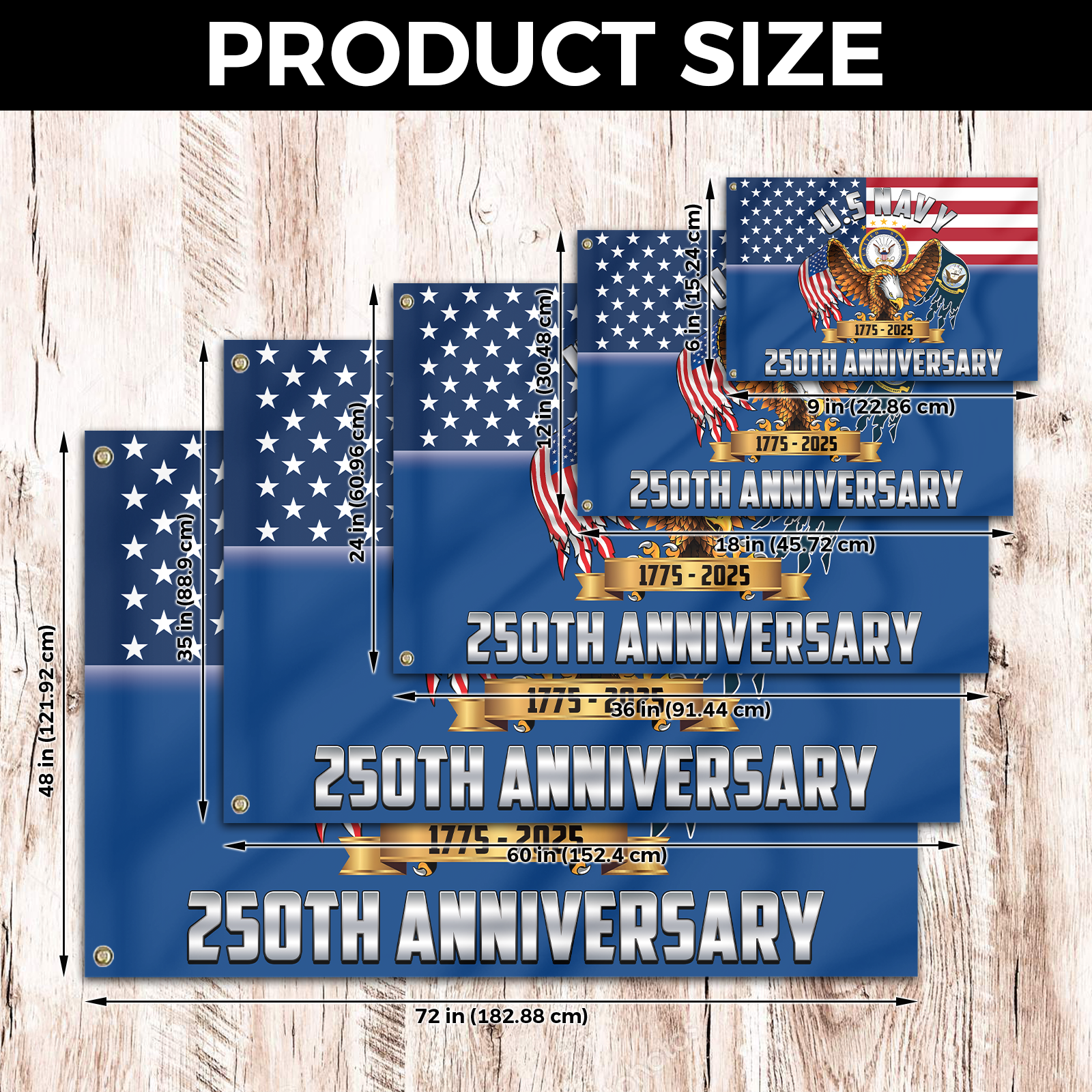 Navy 250th Anniversary House Flag