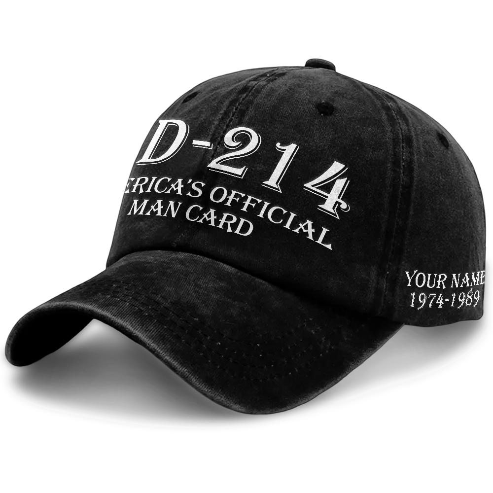 Personalizable US Veteran DD-214 America's Official Man Card Washed Cap
