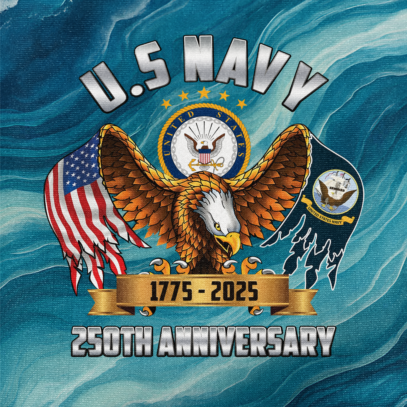 Navy 250th Anniversary Cuban Shirt